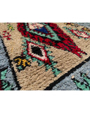 Tan & Blue Vintage Moroccan Rug | 3'4 x 7