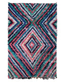 Teal & Pink Vintage Moroccan Rag Rug | 5x8