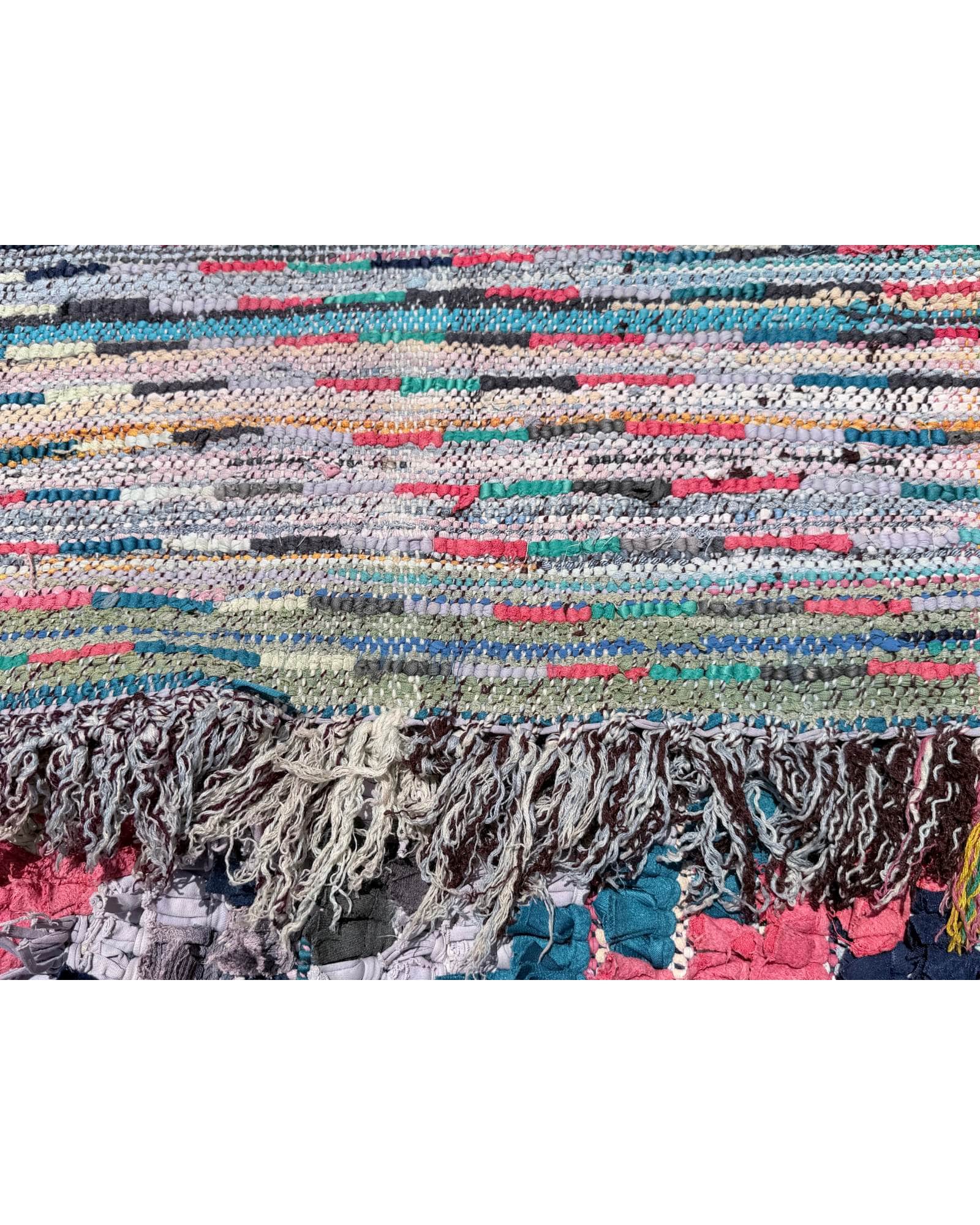 Teal & Pink Vintage Moroccan Rag Rug | 5x8