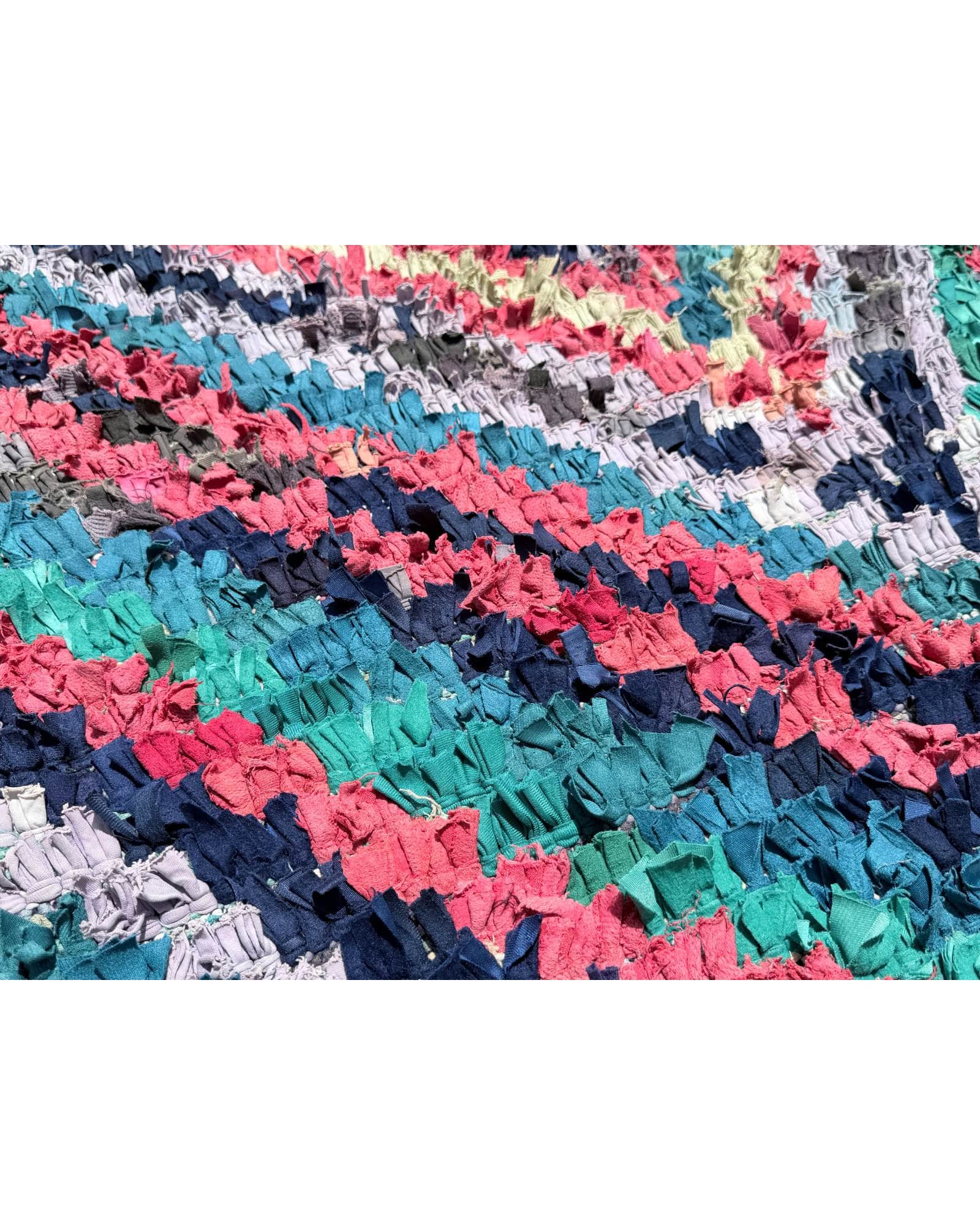 Teal & Pink Vintage Moroccan Rag Rug | 5x8