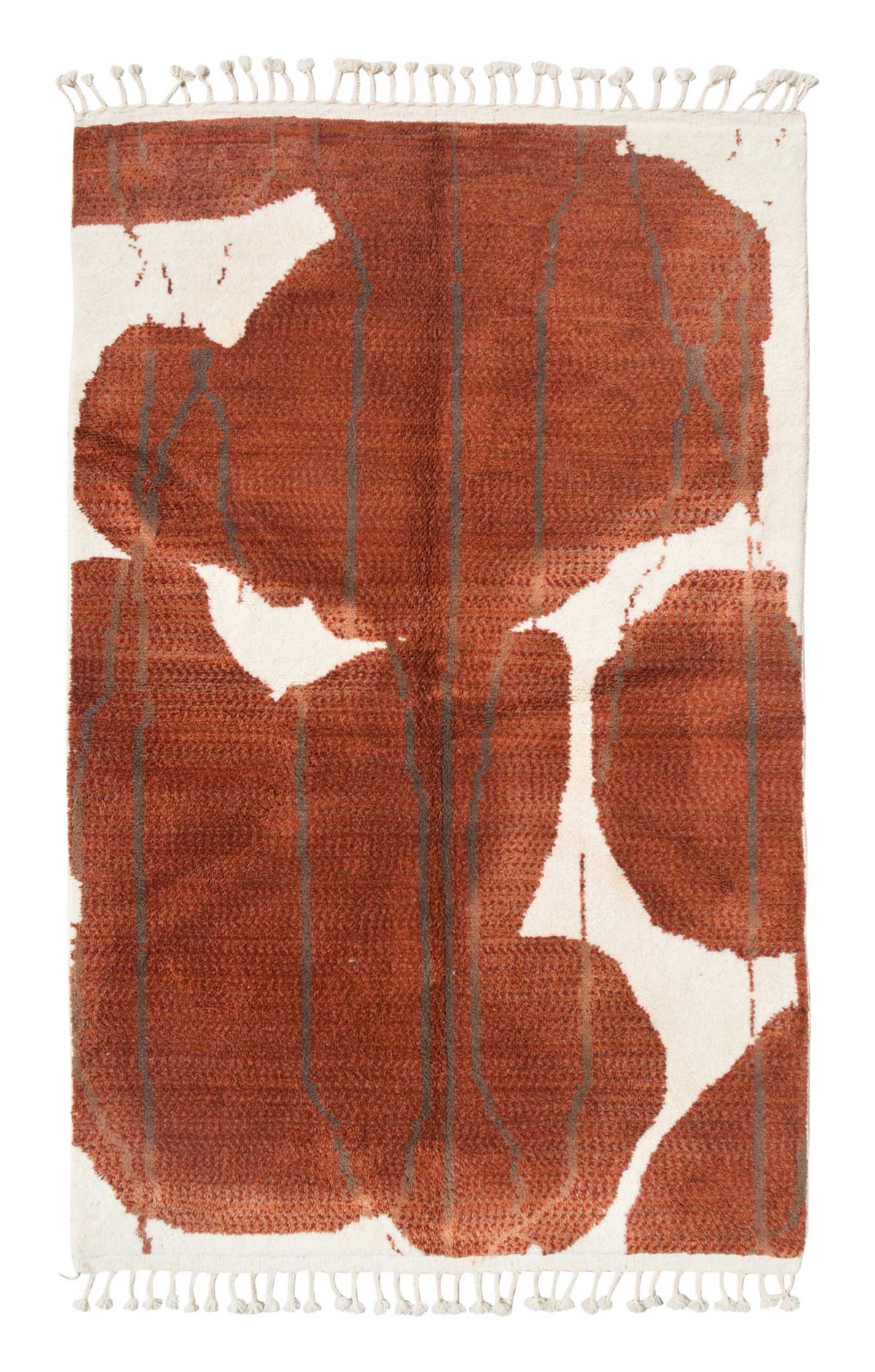 TerraFlow | 5'x8' Abstract Red Brick & White Boujaad Area Rug