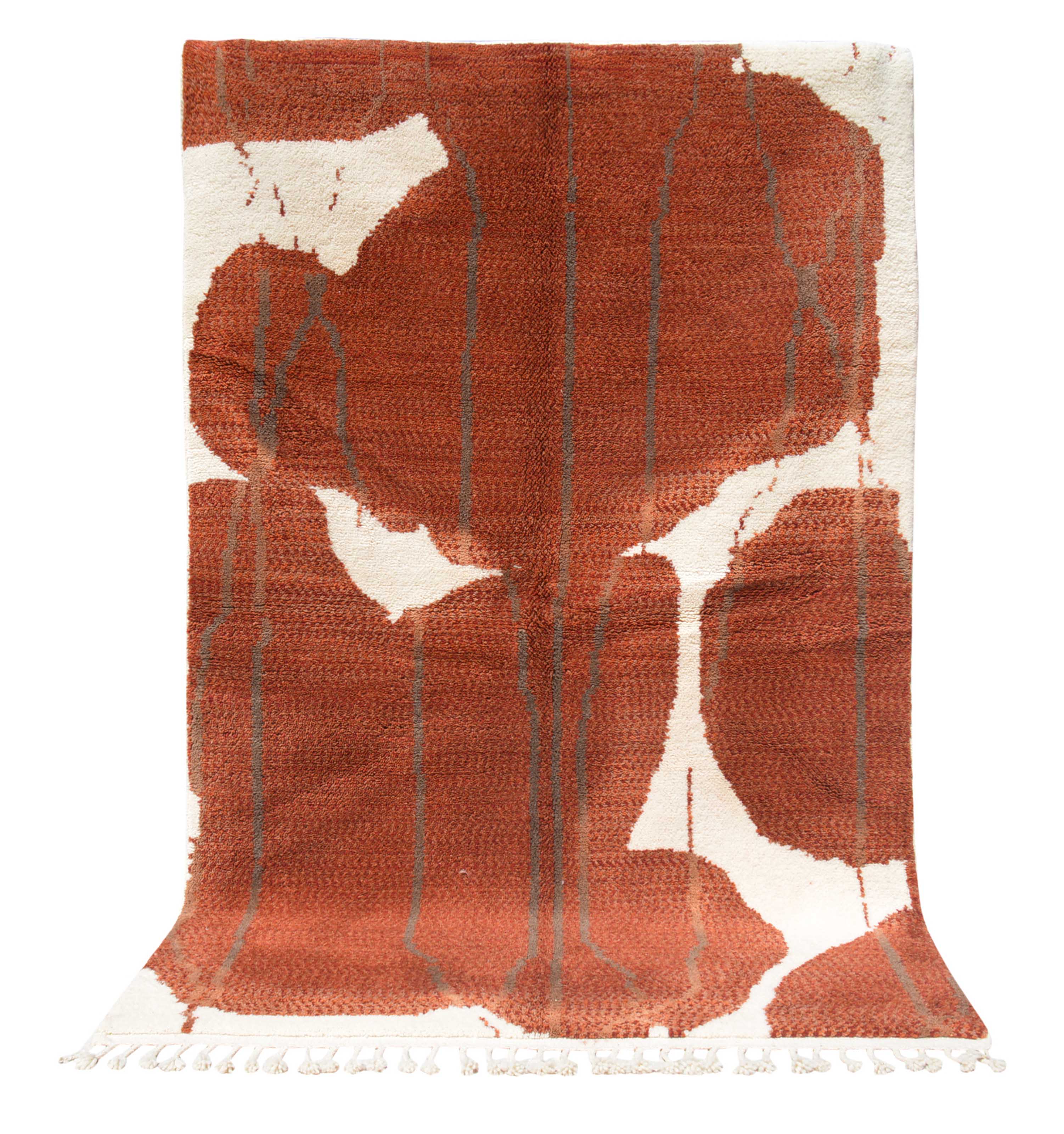 TerraFlow | 5'x8' Abstract Red Brick & White Boujaad Area Rug