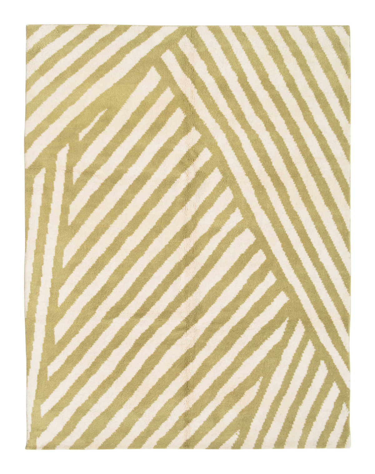 The Magic | 8'x10' Light Green & White Striped Moroccan Area Rug