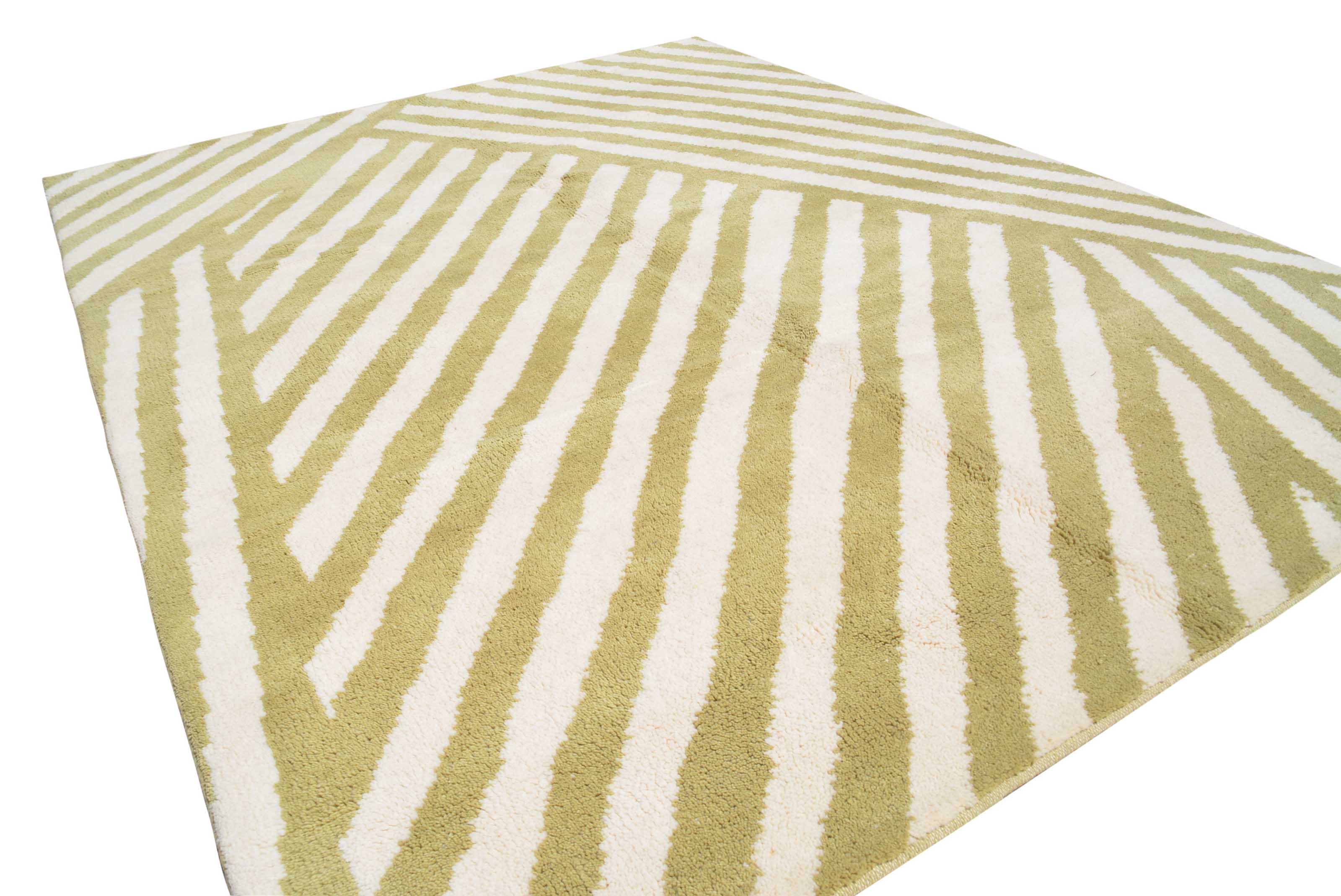 The Magic | 8'x10' Light Green & White Striped Moroccan Area Rug