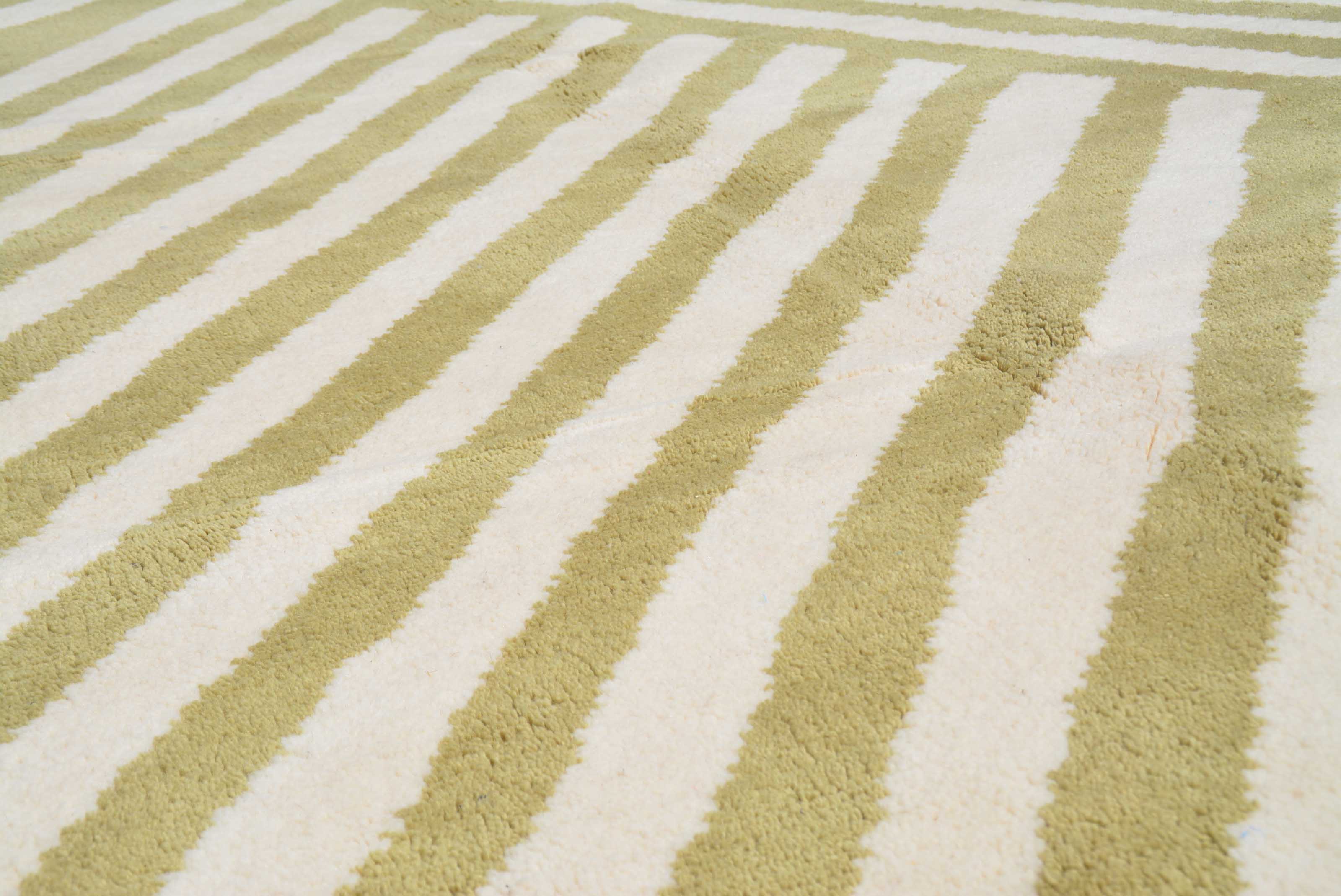 The Magic | 8'x10' Light Green & White Striped Moroccan Area Rug