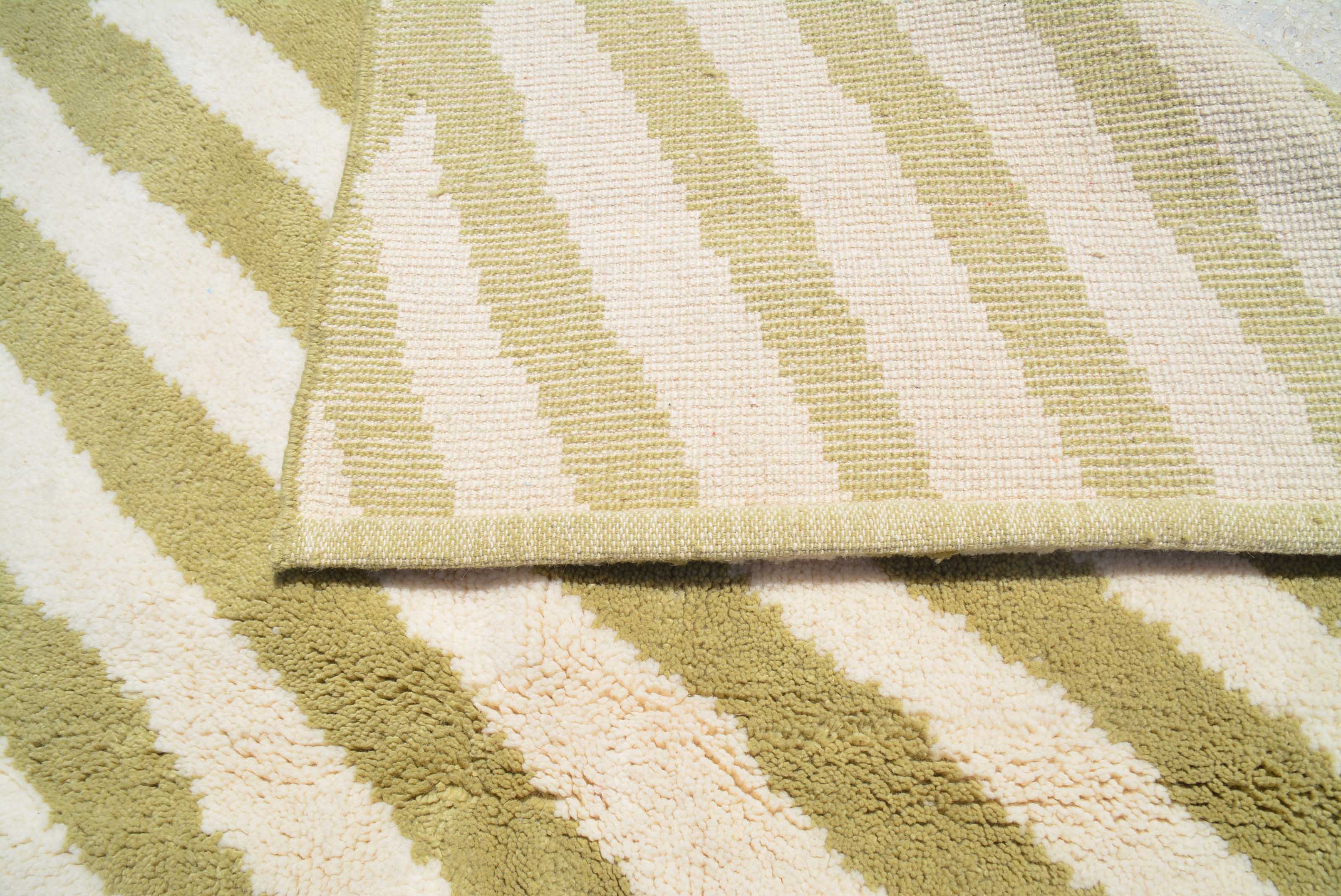 The Magic | 8'x10' Light Green & White Striped Moroccan Area Rug