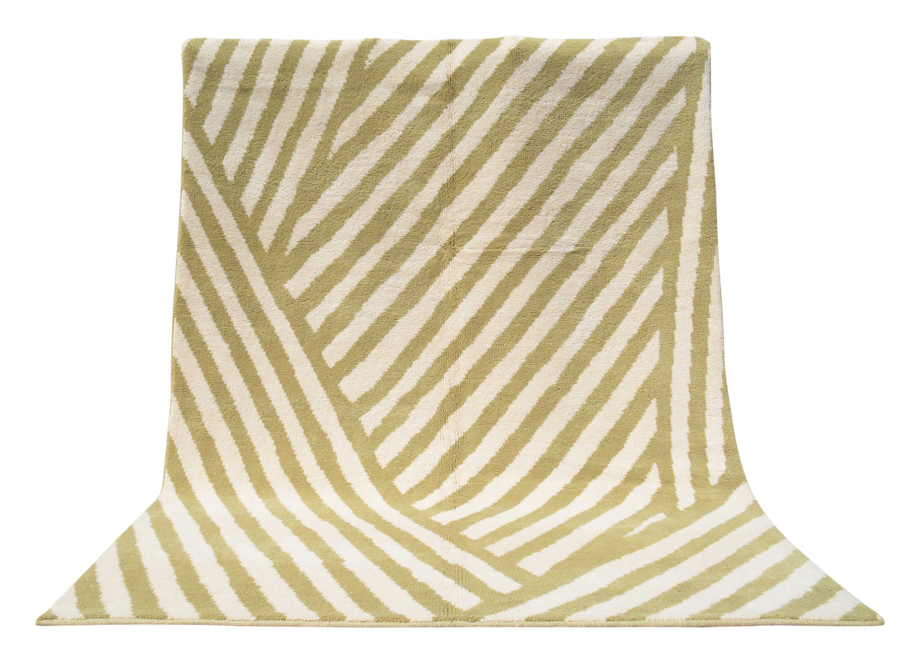 The Magic | 8'x10' Light Green & White Striped Moroccan Area Rug