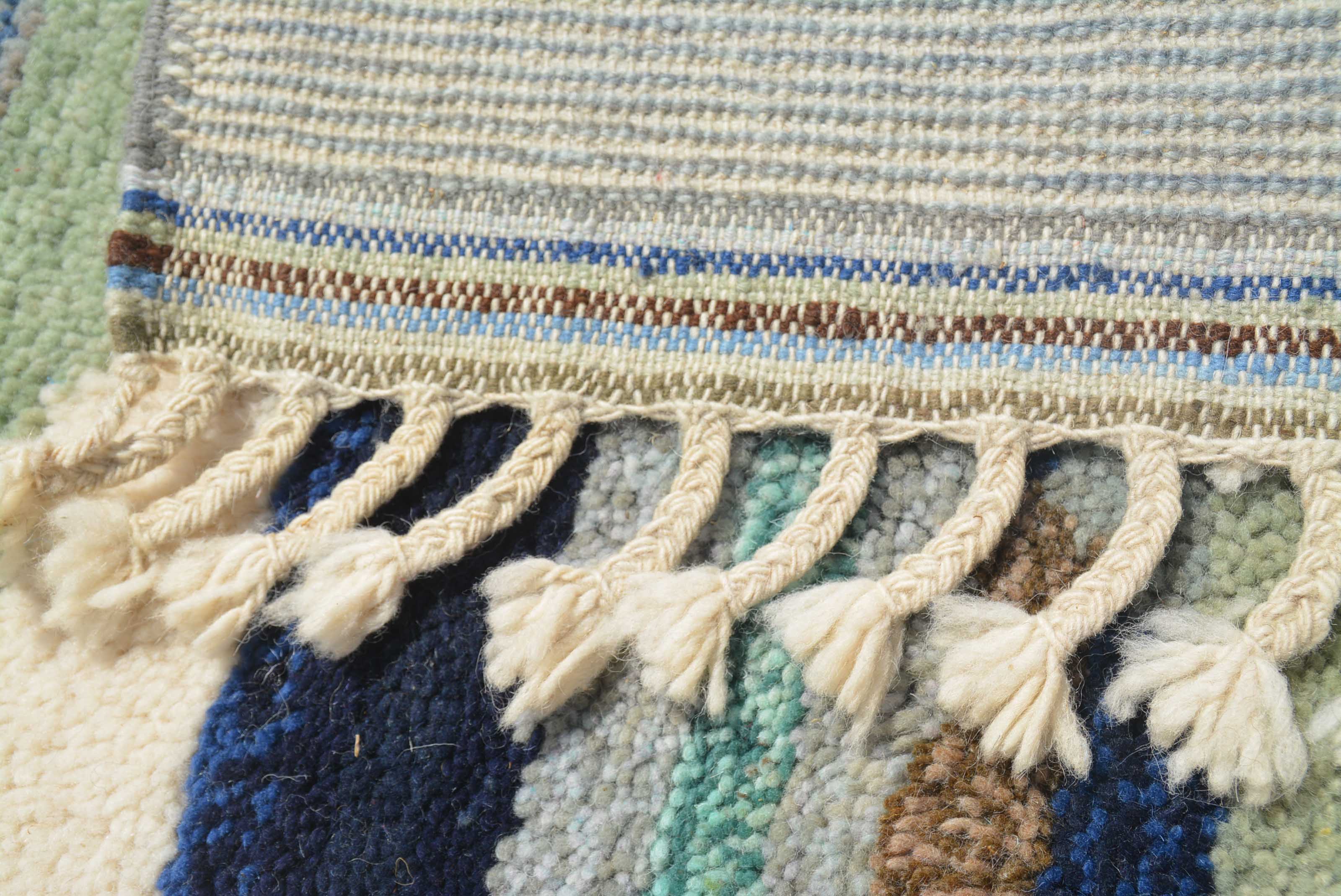 Wave | 2'6"x9'6" Blue & Green Abstract Moroccan Hallway Runner