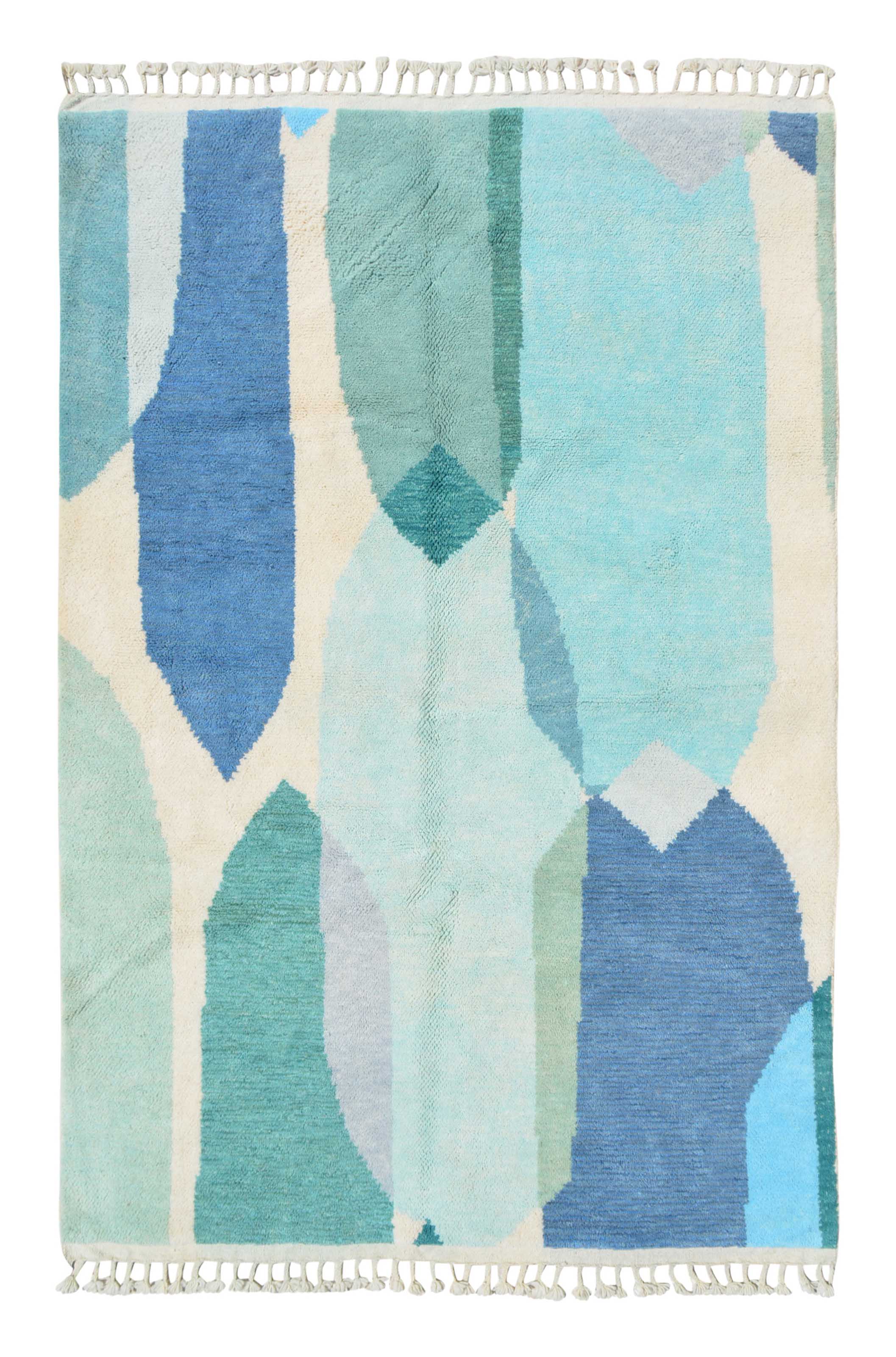 Winter Break | 6'x9' Abstract Blue & Green Azilal Area Rug
