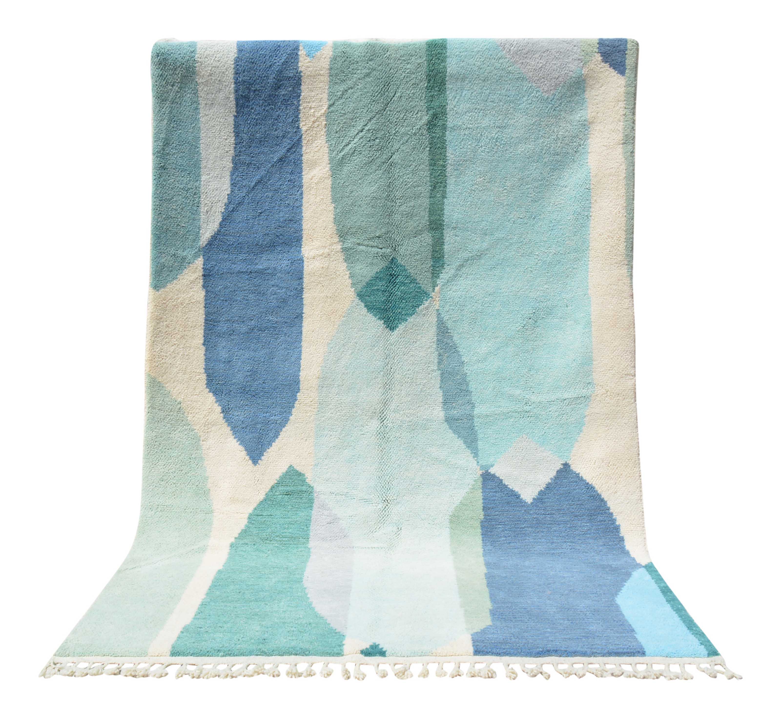 Winter Break | 6'x9' Abstract Blue & Green Azilal Area Rug