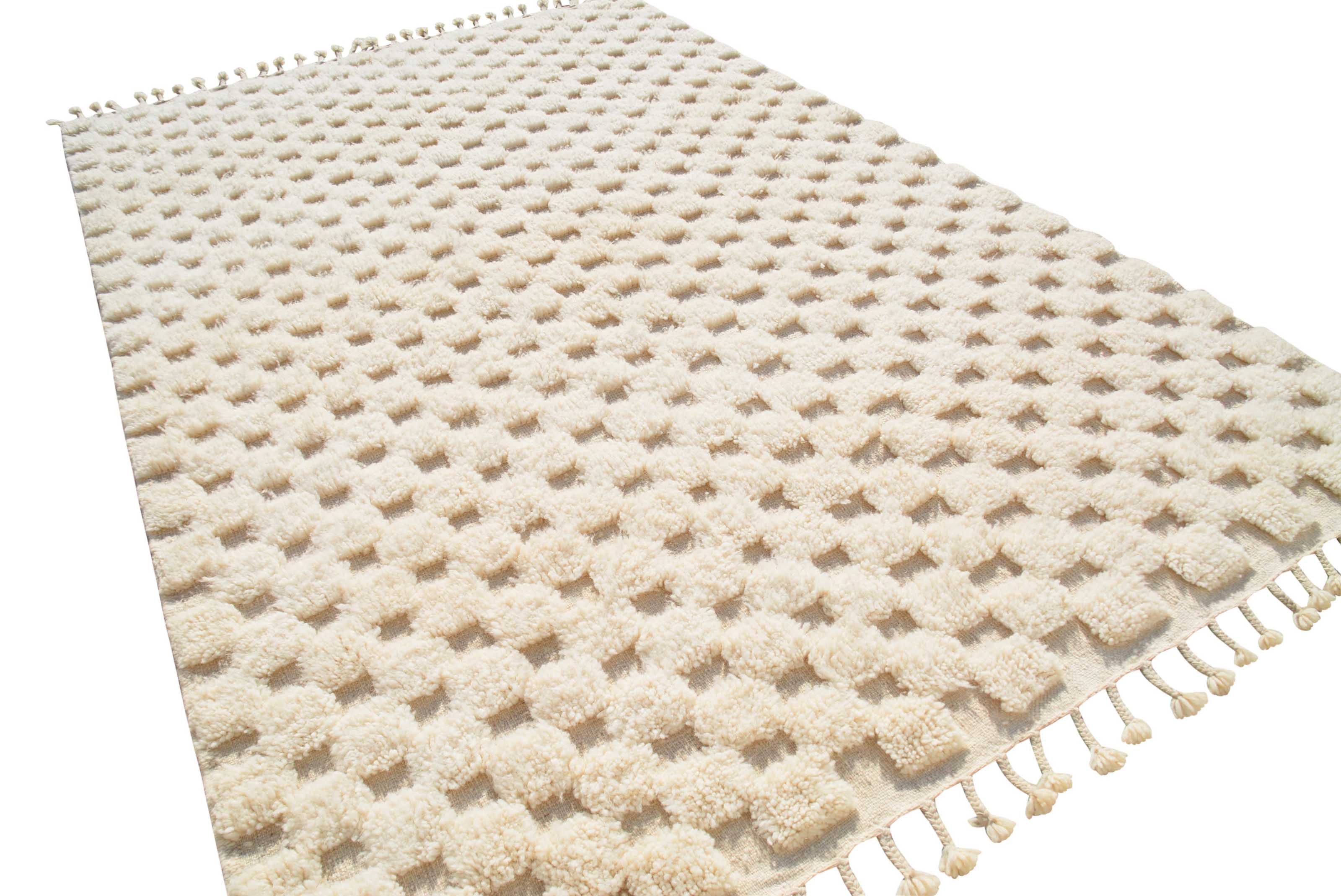 Winter Whispers | 6'x9' Textured Ivory & White Berber Area Rug