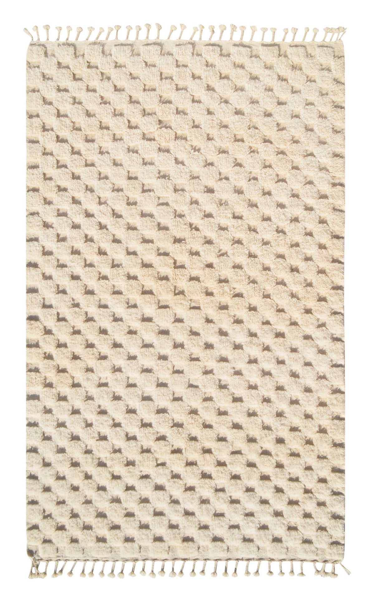 Winter Whispers | 6'x9' Textured Ivory & White Berber Area Rug