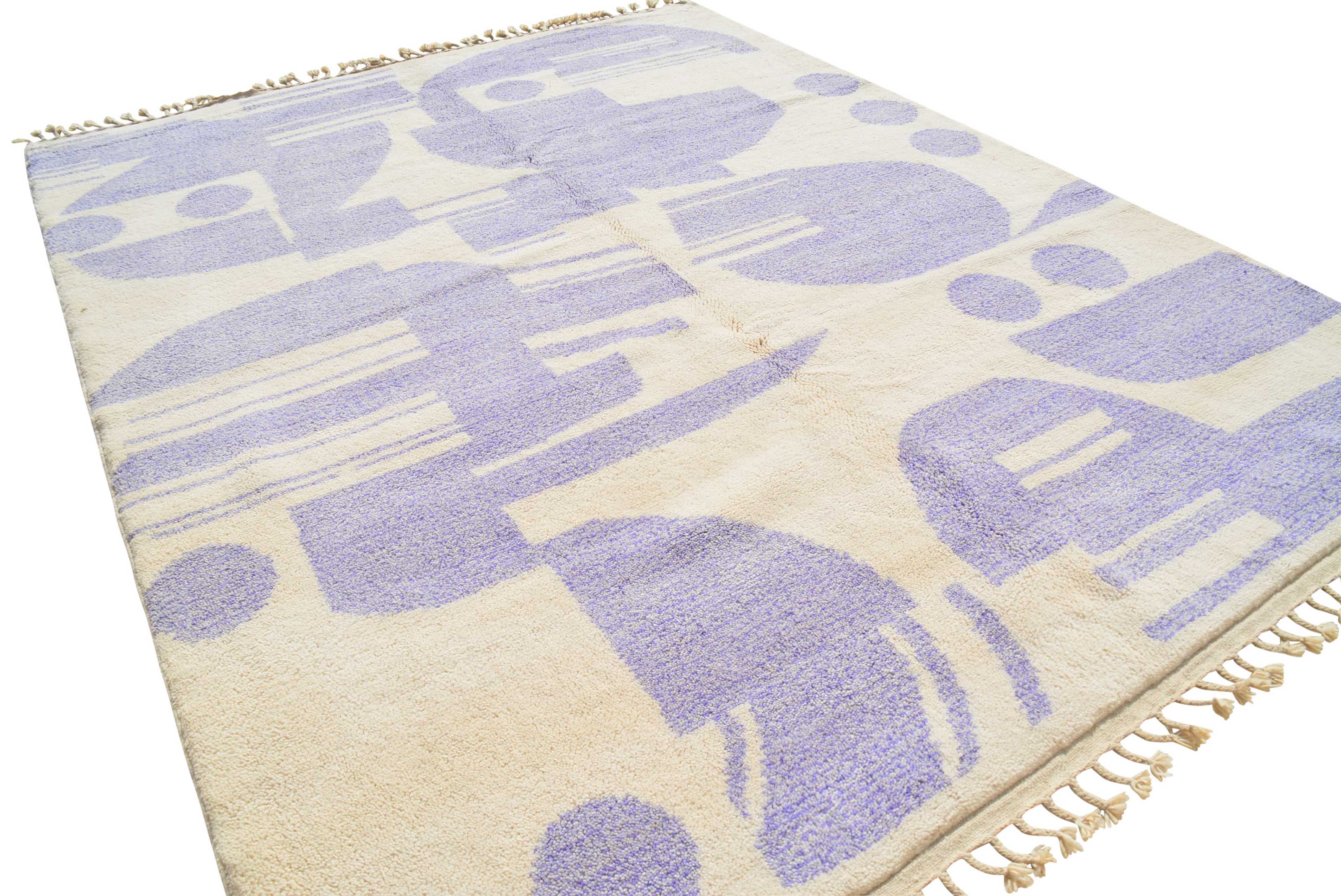 Wonderscapes | 8'x10' Dusty Purple & Cream Modern Abstract Area Rug