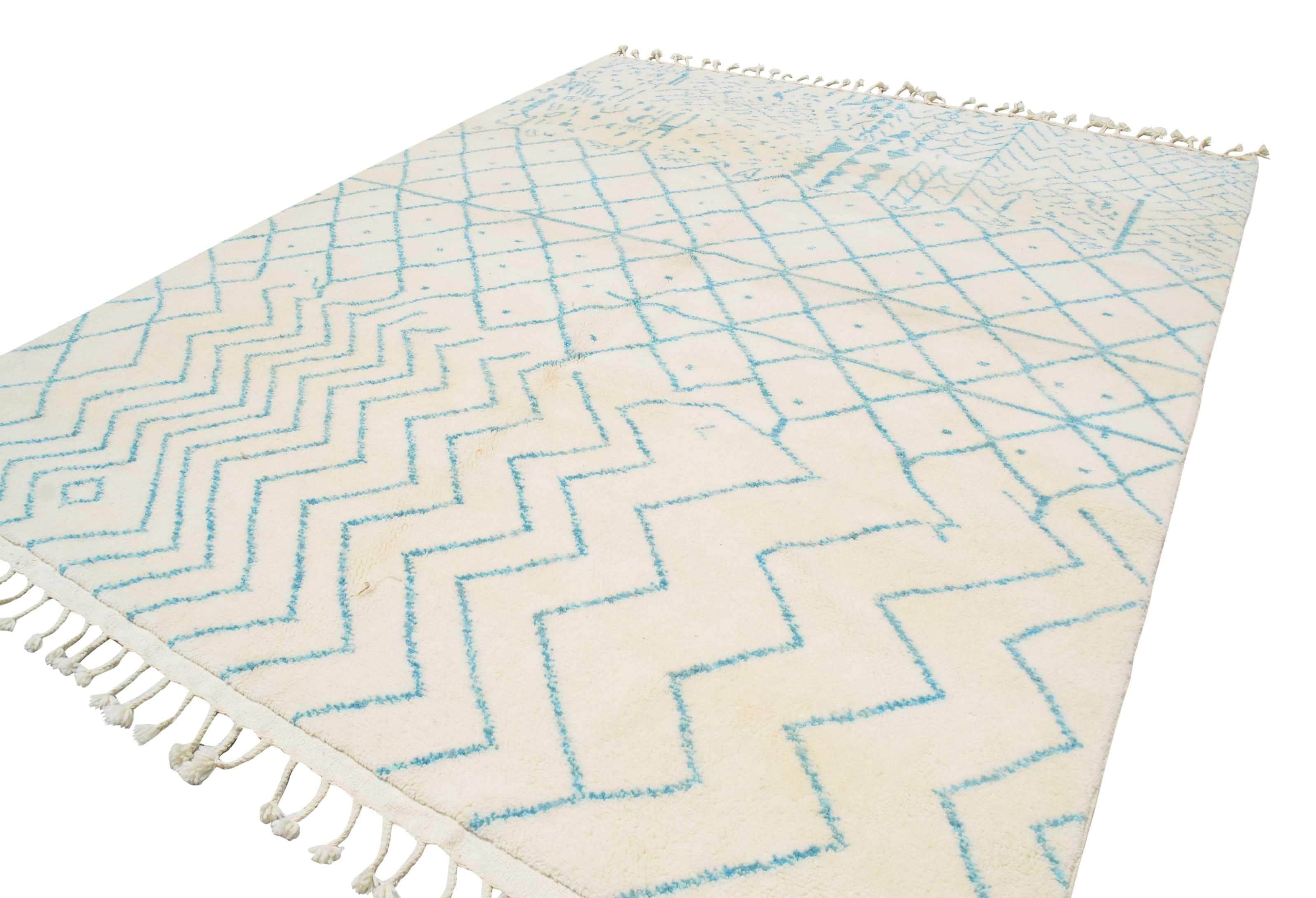 Aqua Lines Handmade Rug