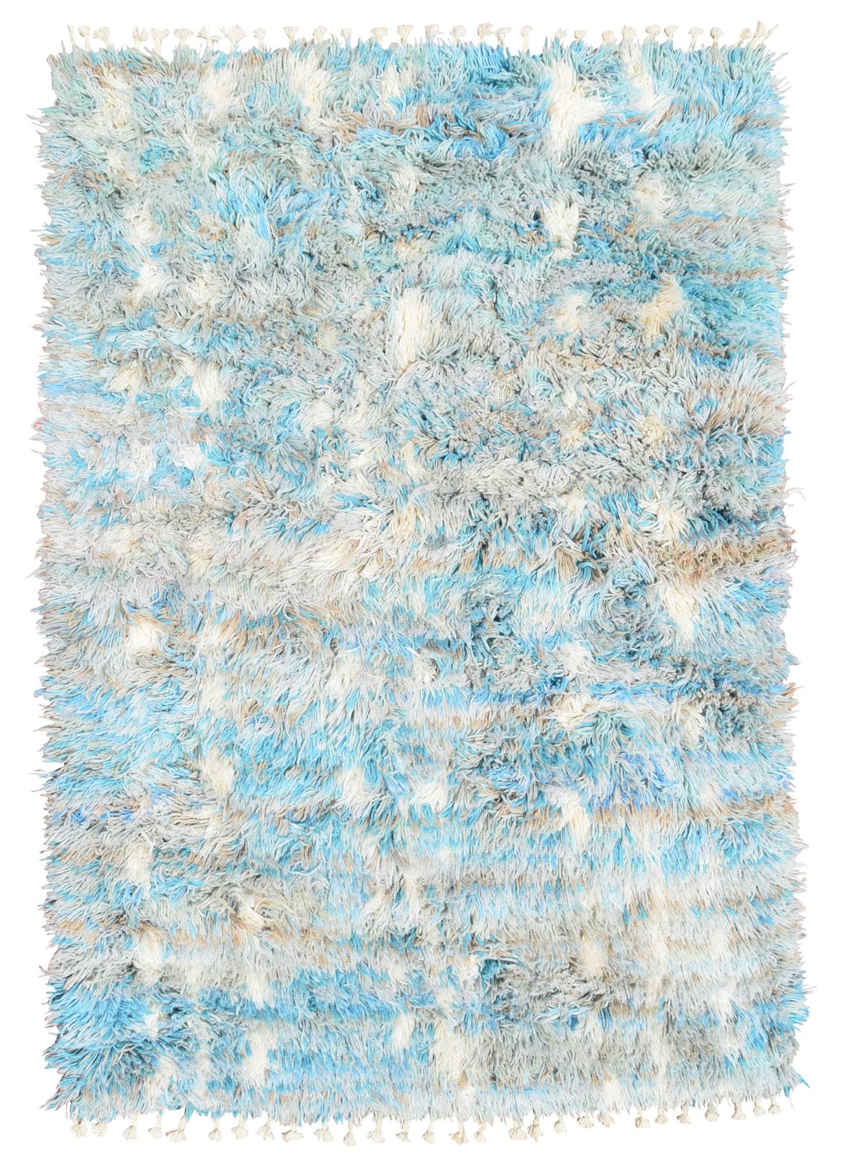 Baby blue Shaggy Rug - Blue and brown rugs