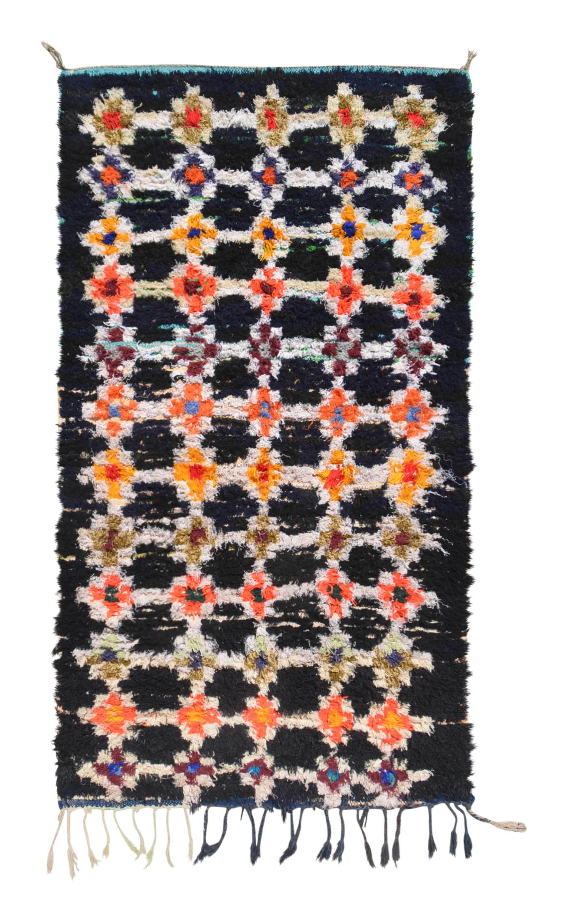 Black Orange Moroccan Vintage Rug