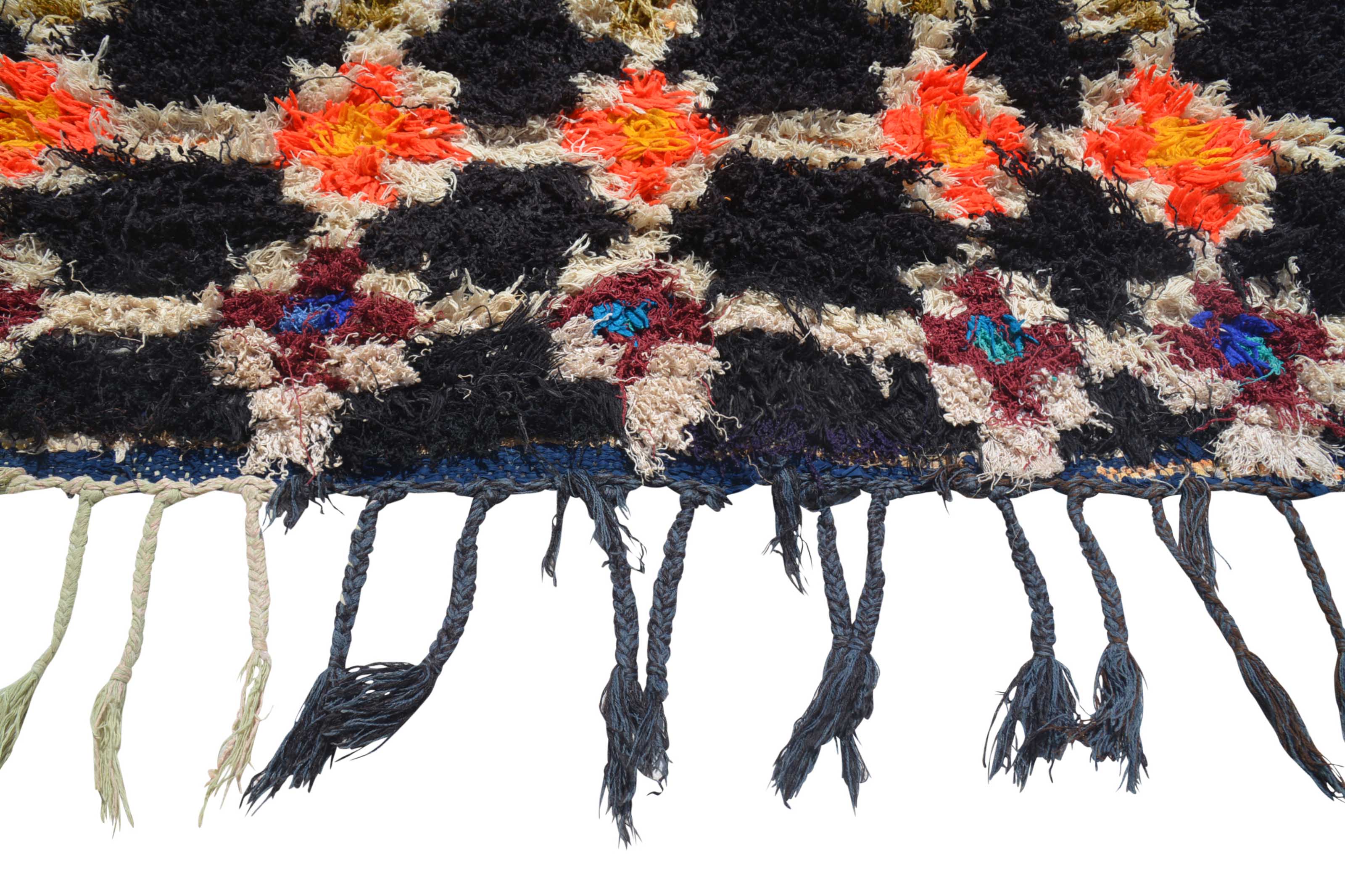 Black Orange Moroccan Vintage Rug