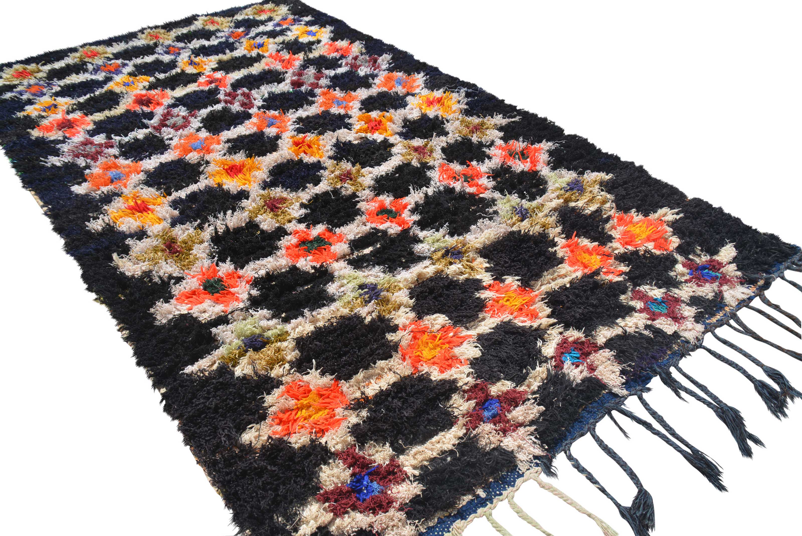 Black Orange Moroccan Vintage Rug