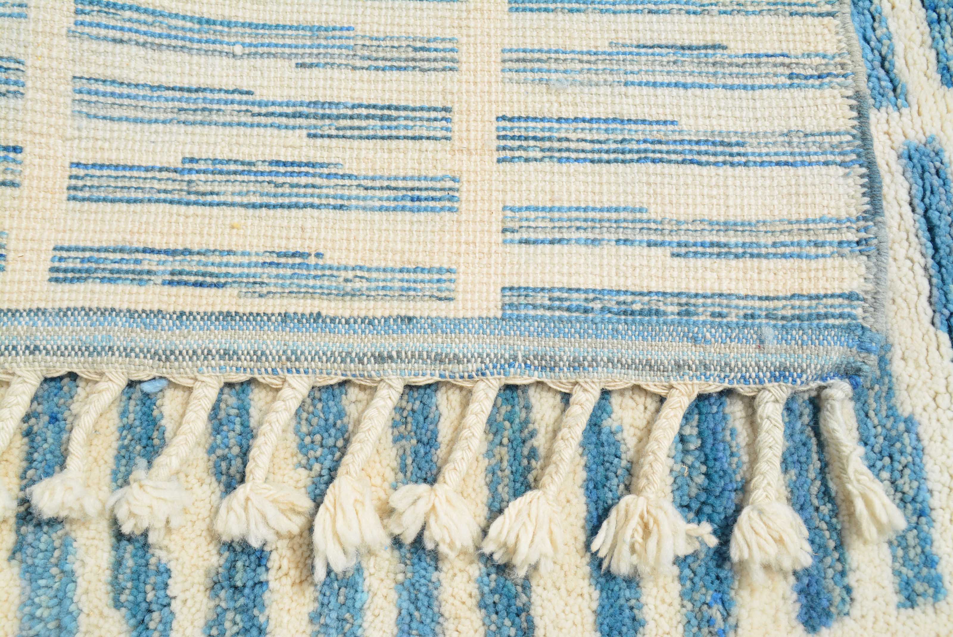 Blue lines Handmade Rug