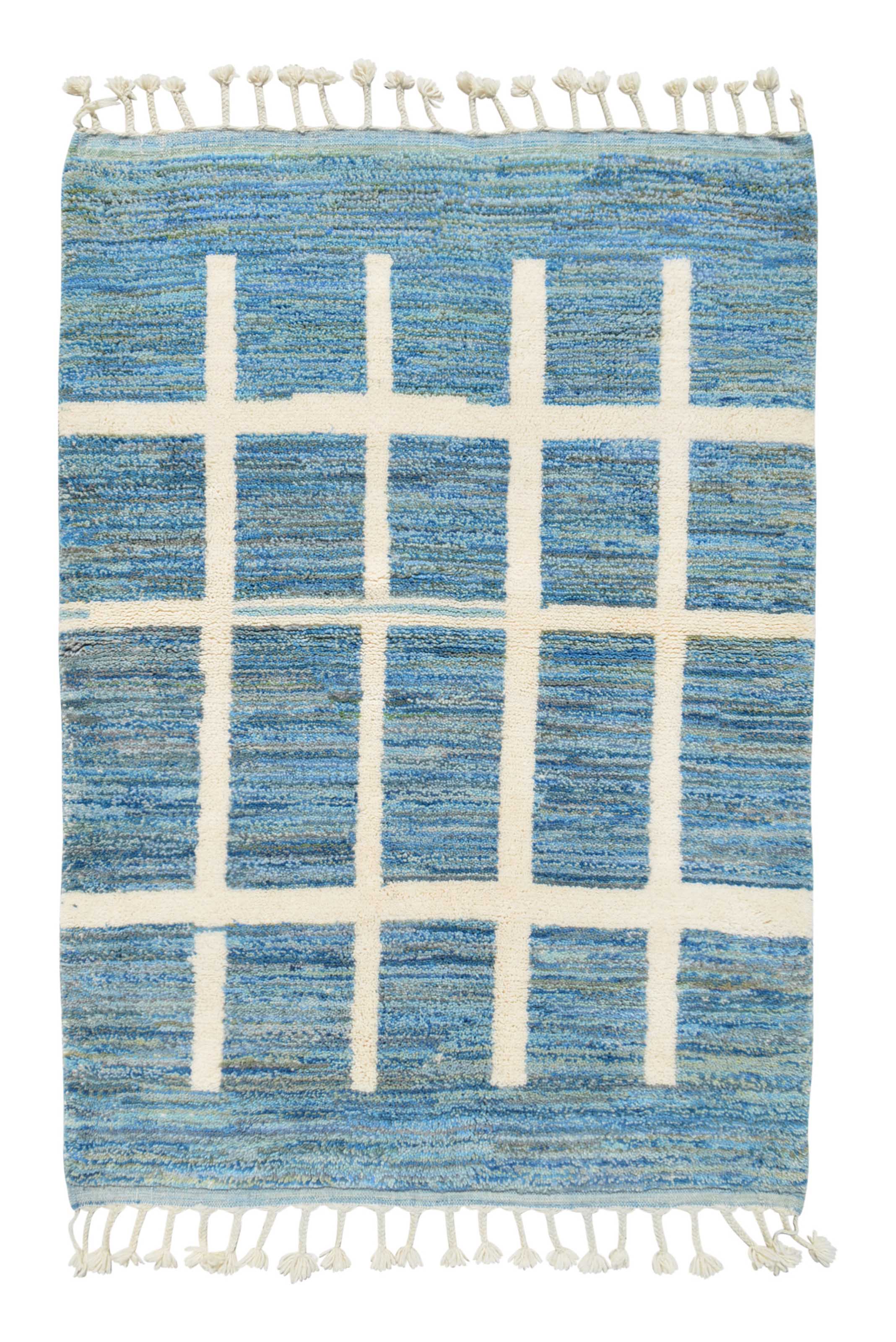 Blue white lines Handmade Rug
