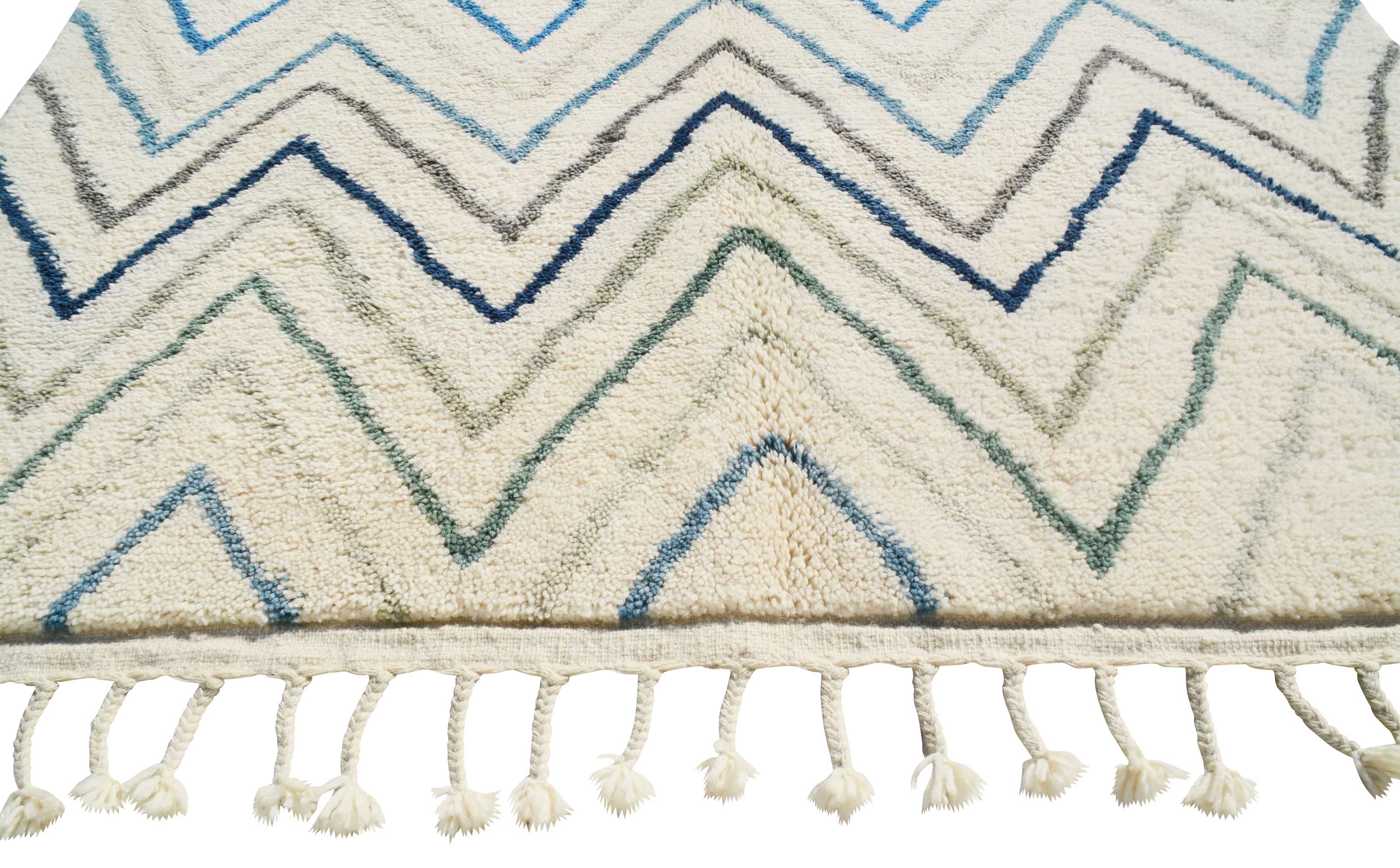 Blue ZigZag Handmade Moroccan Rug | Navy Blue And Brown Area Rugs
