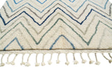 Blue ZigZag Handmade Moroccan Rug | Navy Blue And Brown Area Rugs