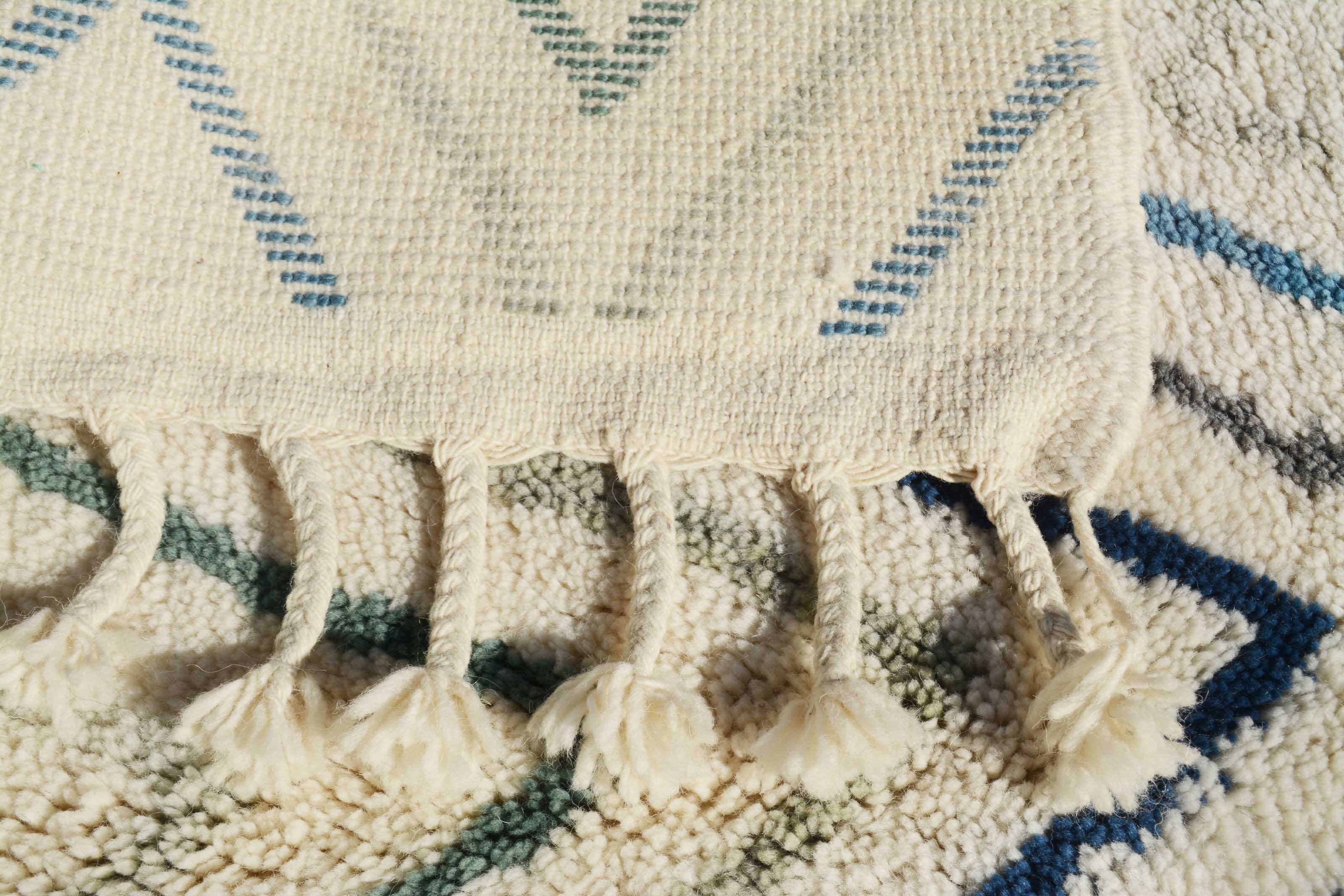 Blue ZigZag Handmade Moroccan Rug | Navy Blue And Brown Area Rugs