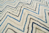 Blue ZigZag Handmade Moroccan Rug | Navy Blue And Brown Area Rugs