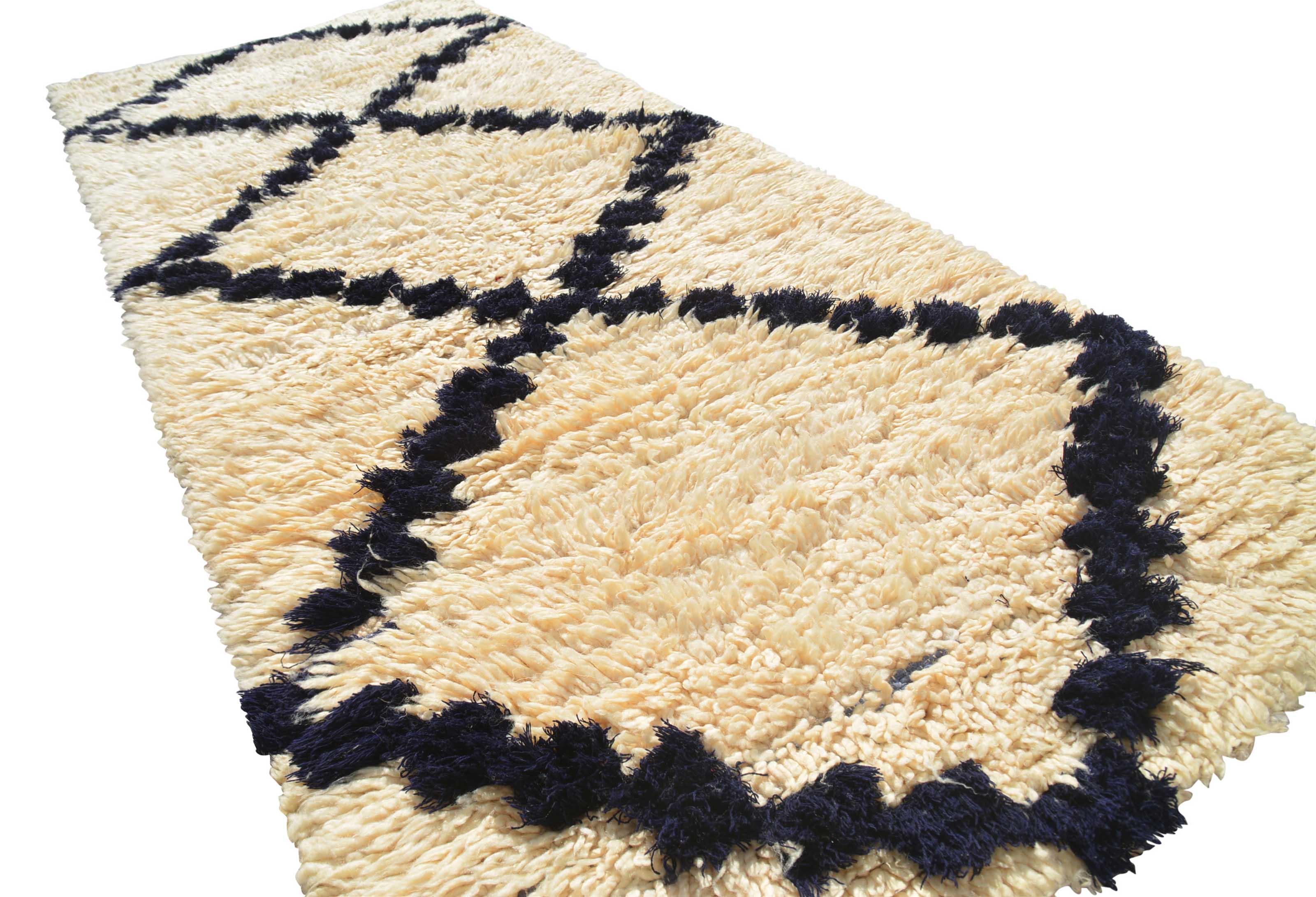Deep Navy Handmade Moroccan Rug - 3'3 x 8'6 - 0.99m x 2.59m - Vintage Moroccan Rug