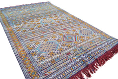 Flat Weave Moroccan Rug Vintage Rug - Blue And Purple Rugs - Purple And Teal Rugs illuminate collective