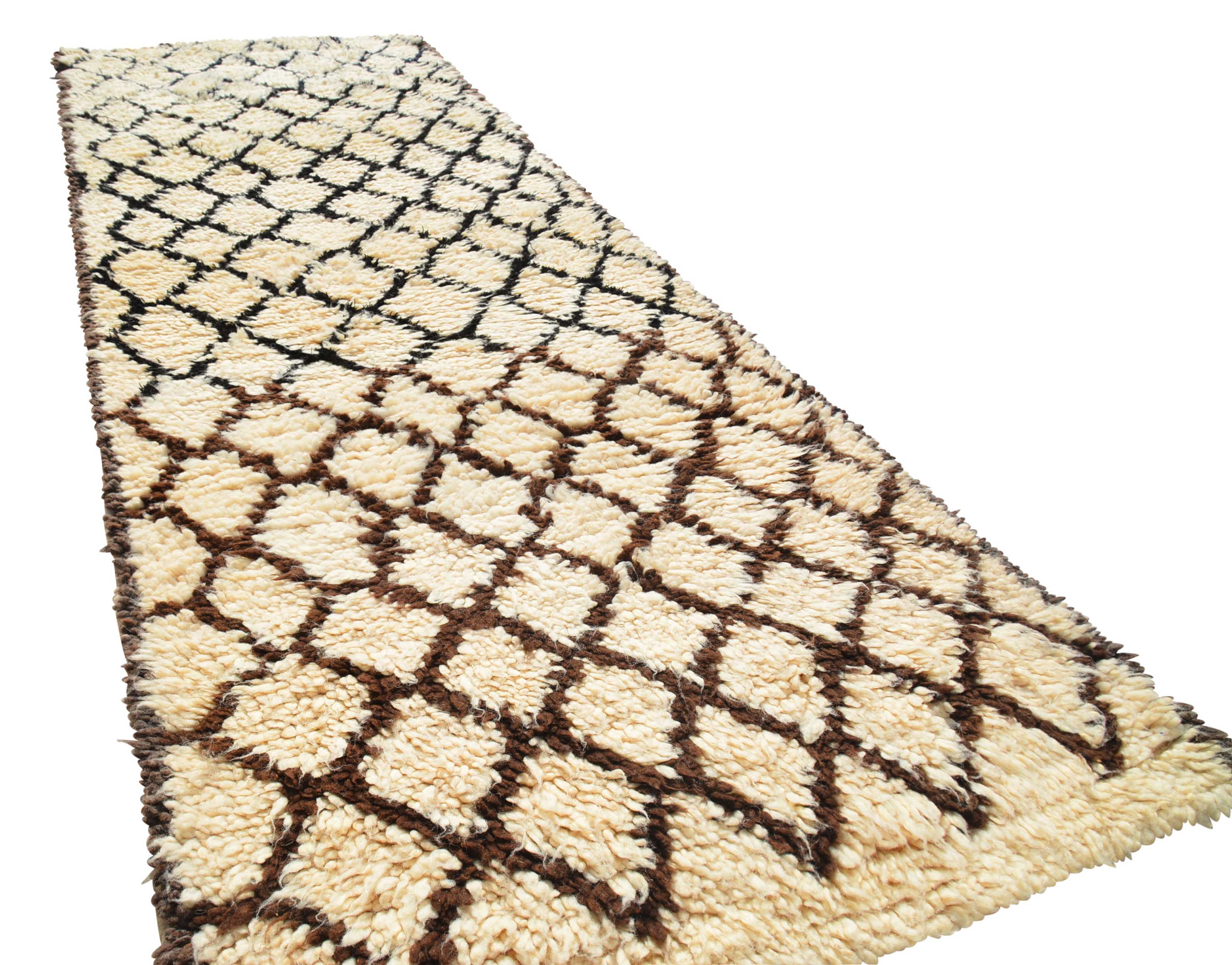 Flat Weave Vintage Rugs -Black Hearts White