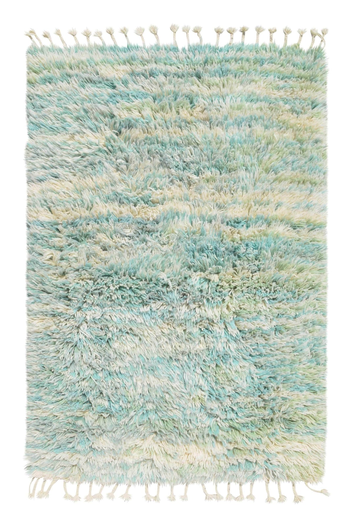 Green while shaggy Rug
