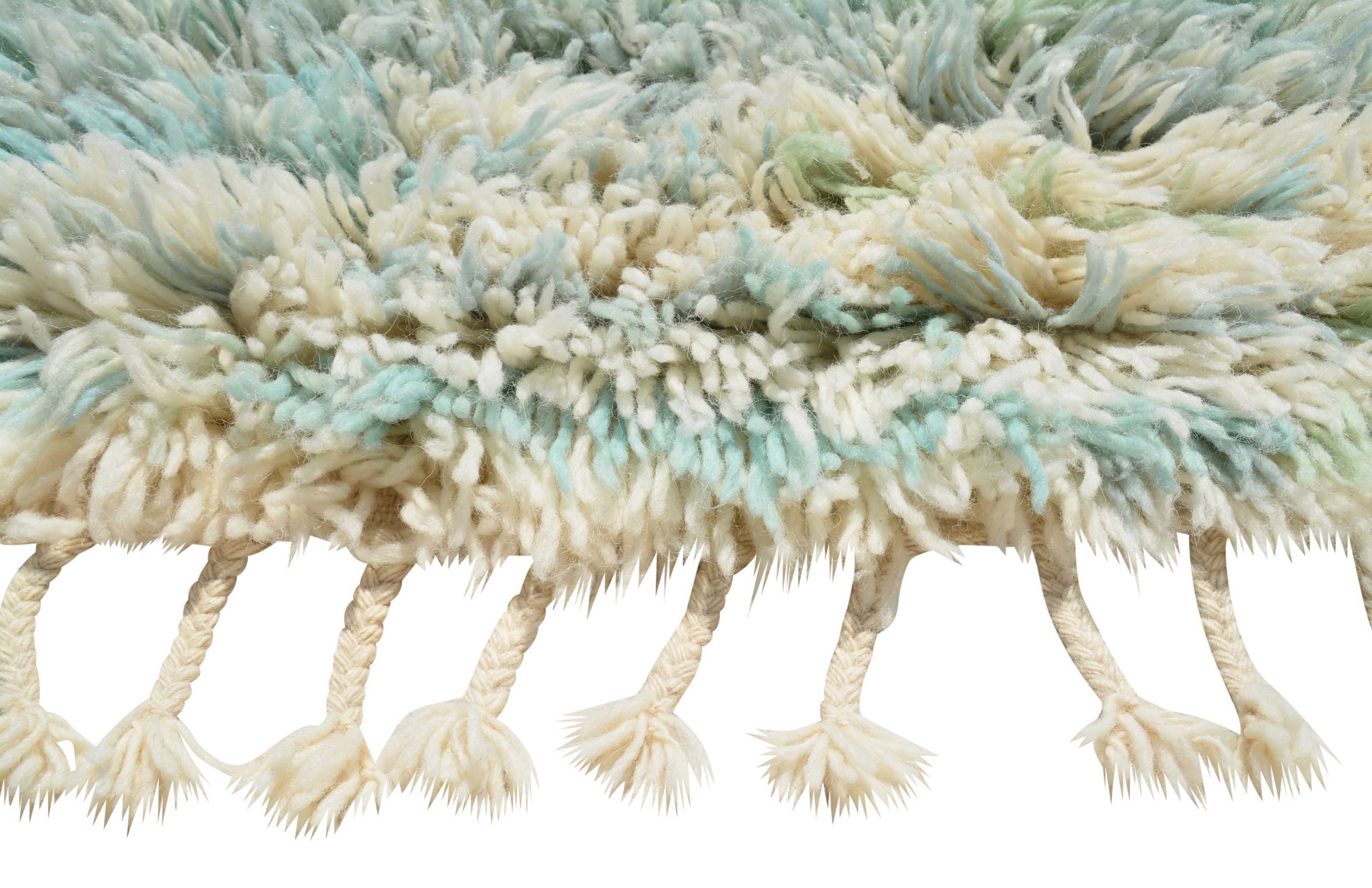 Green while shaggy Rug