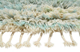 Green while shaggy Rug