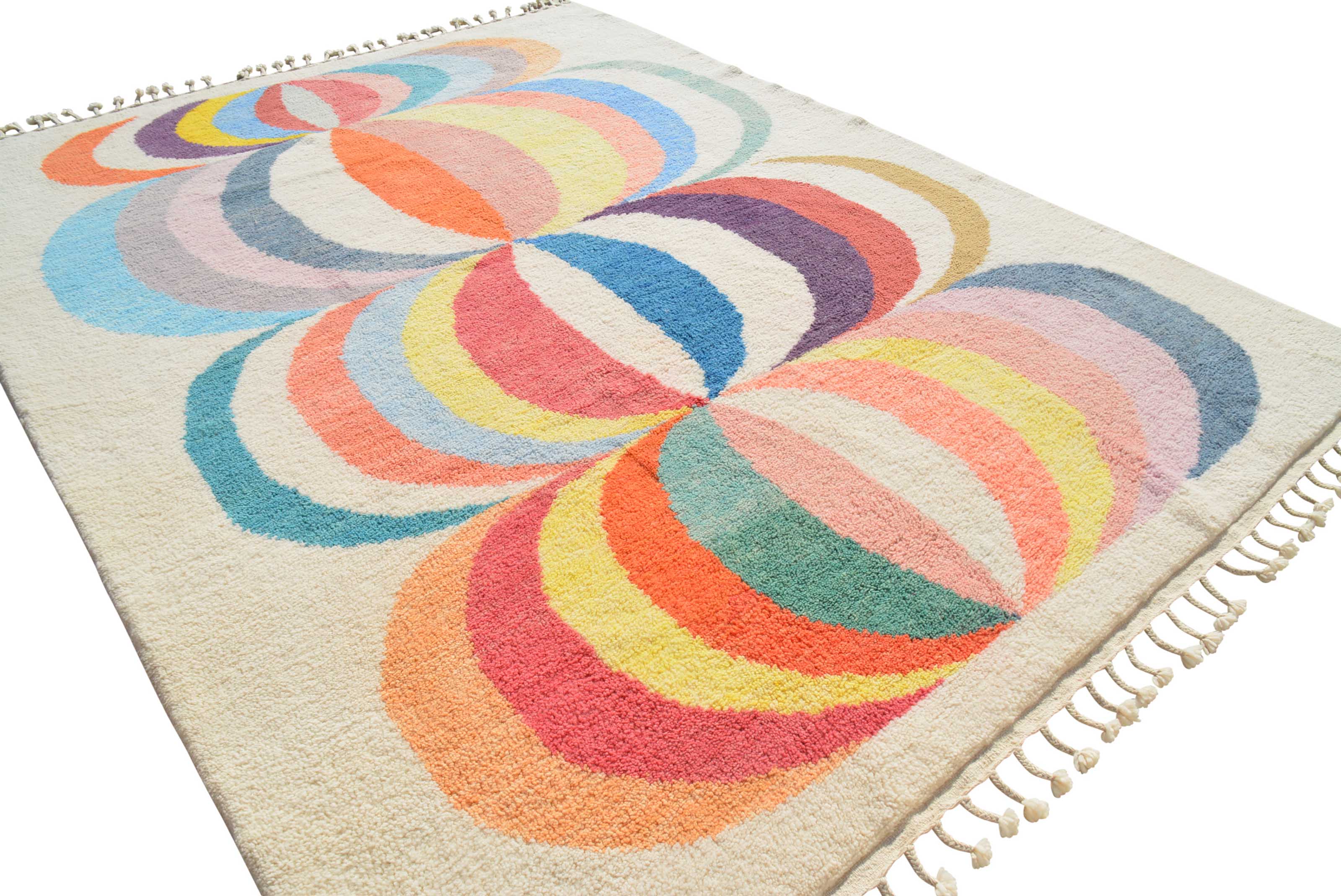 Handmade Moroccan Rug with Colorful Circles - Add a touch of joy to your home