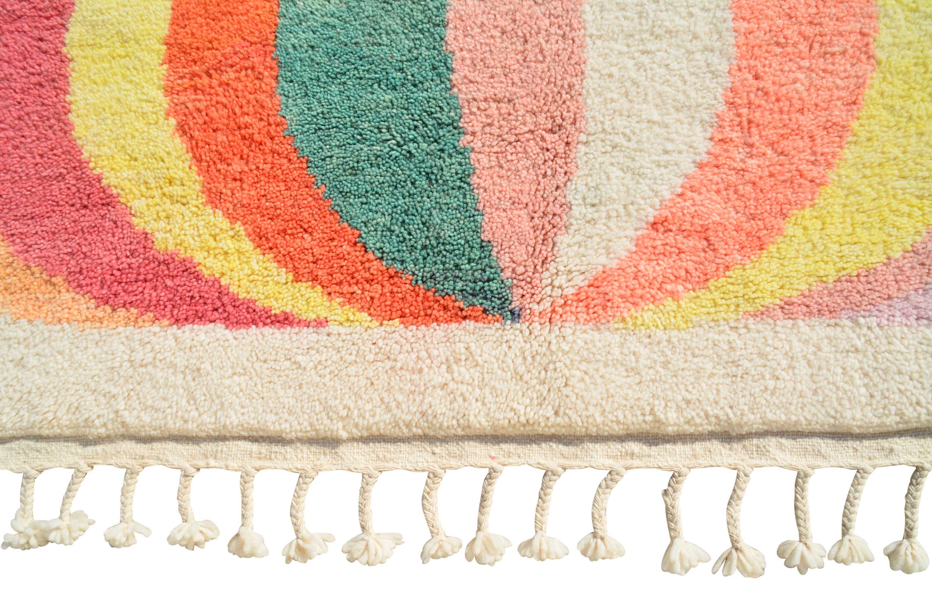 Handmade Moroccan Rug with Colorful Circles - Add a touch of joy to your home