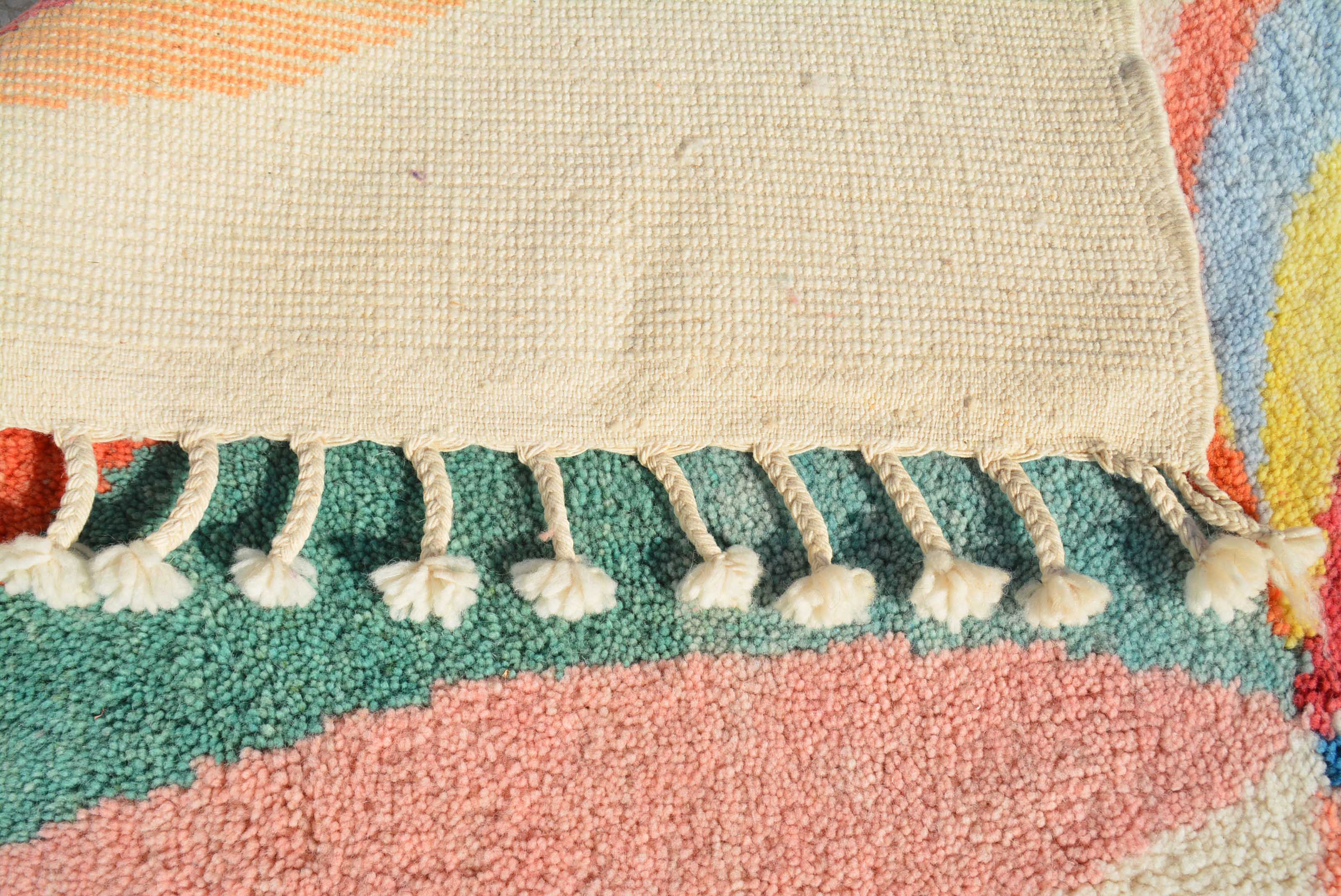 Handmade Moroccan Rug with Colorful Circles - Add a touch of joy to your home