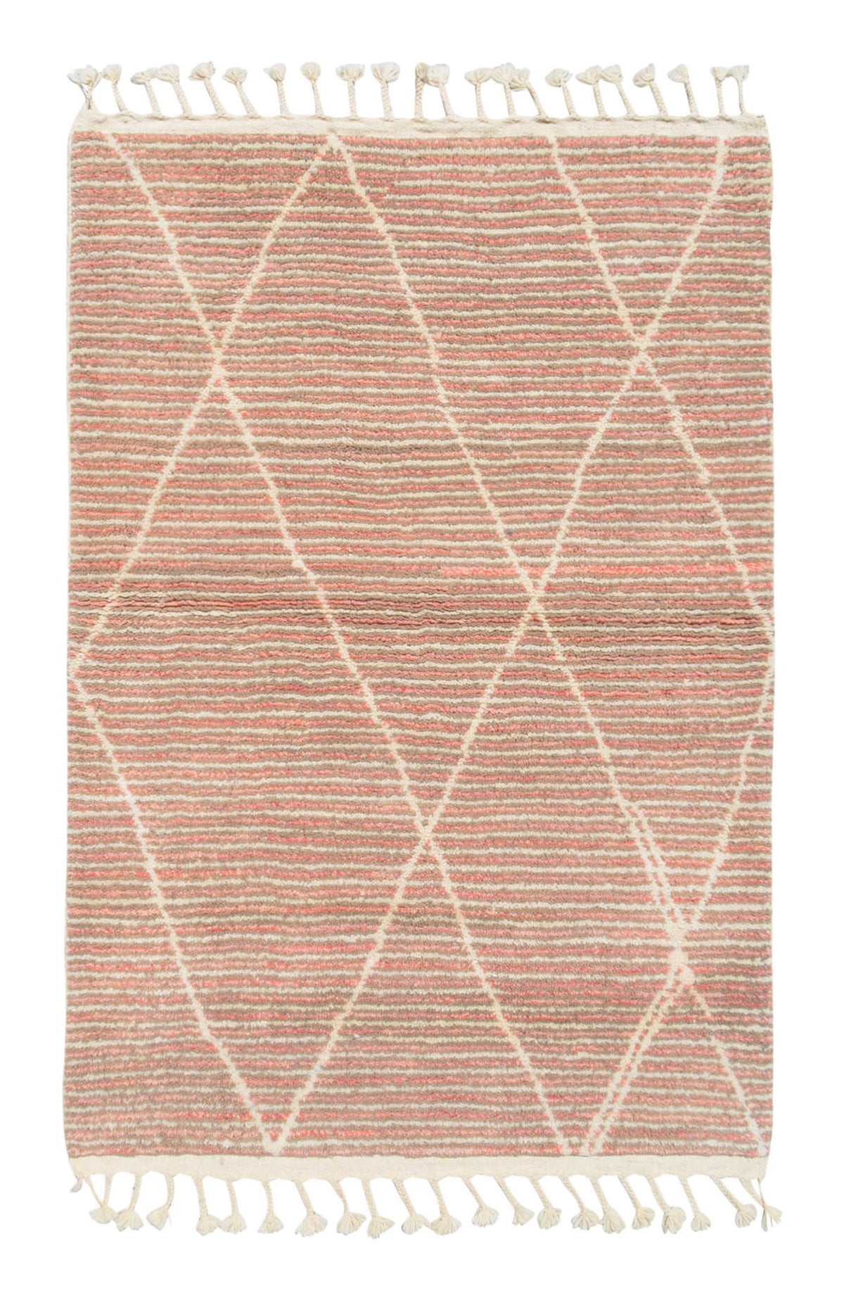 Handmade Pink Lines Moroccan rug
