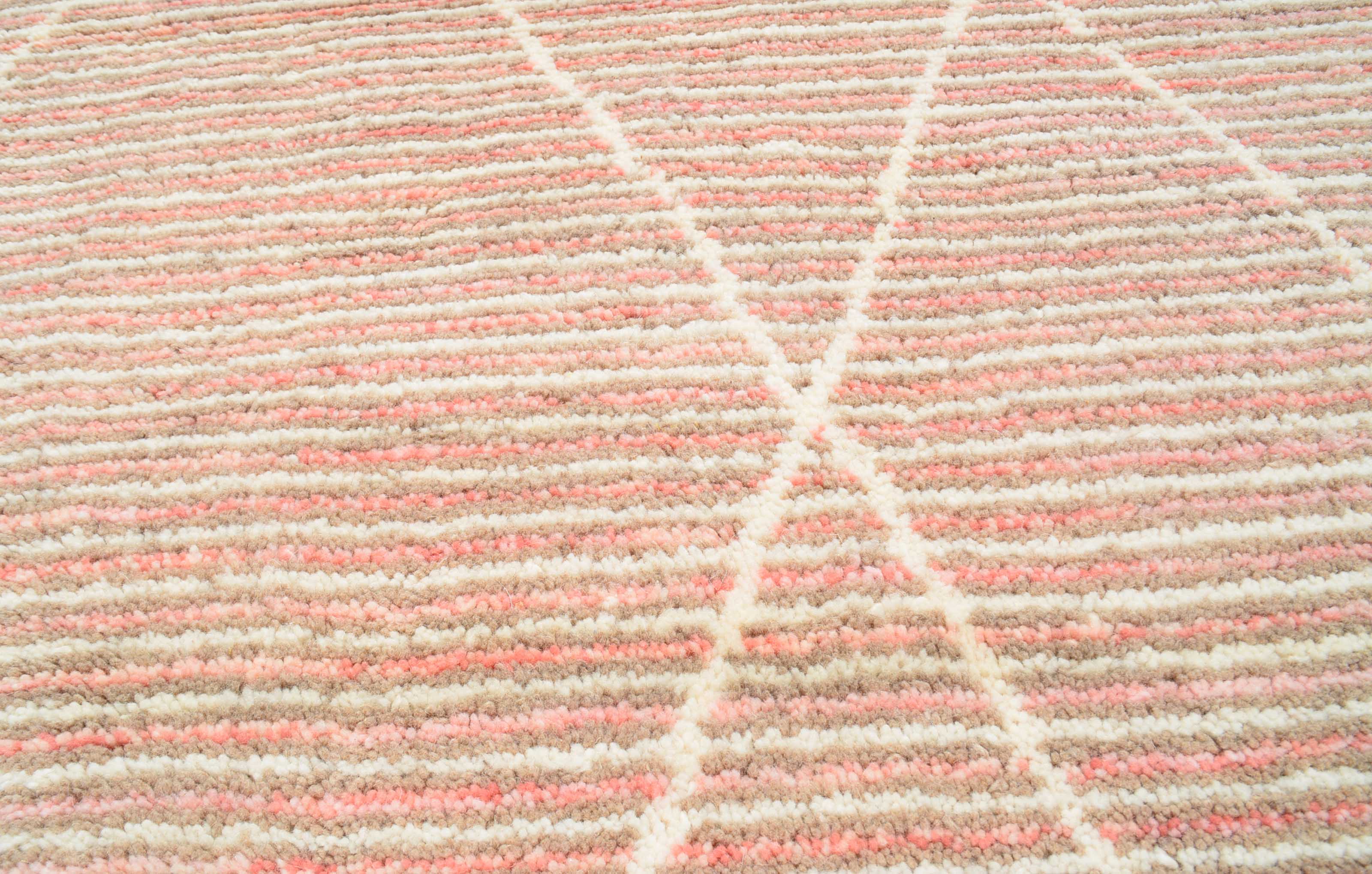 Handmade Pink Lines Moroccan rug
