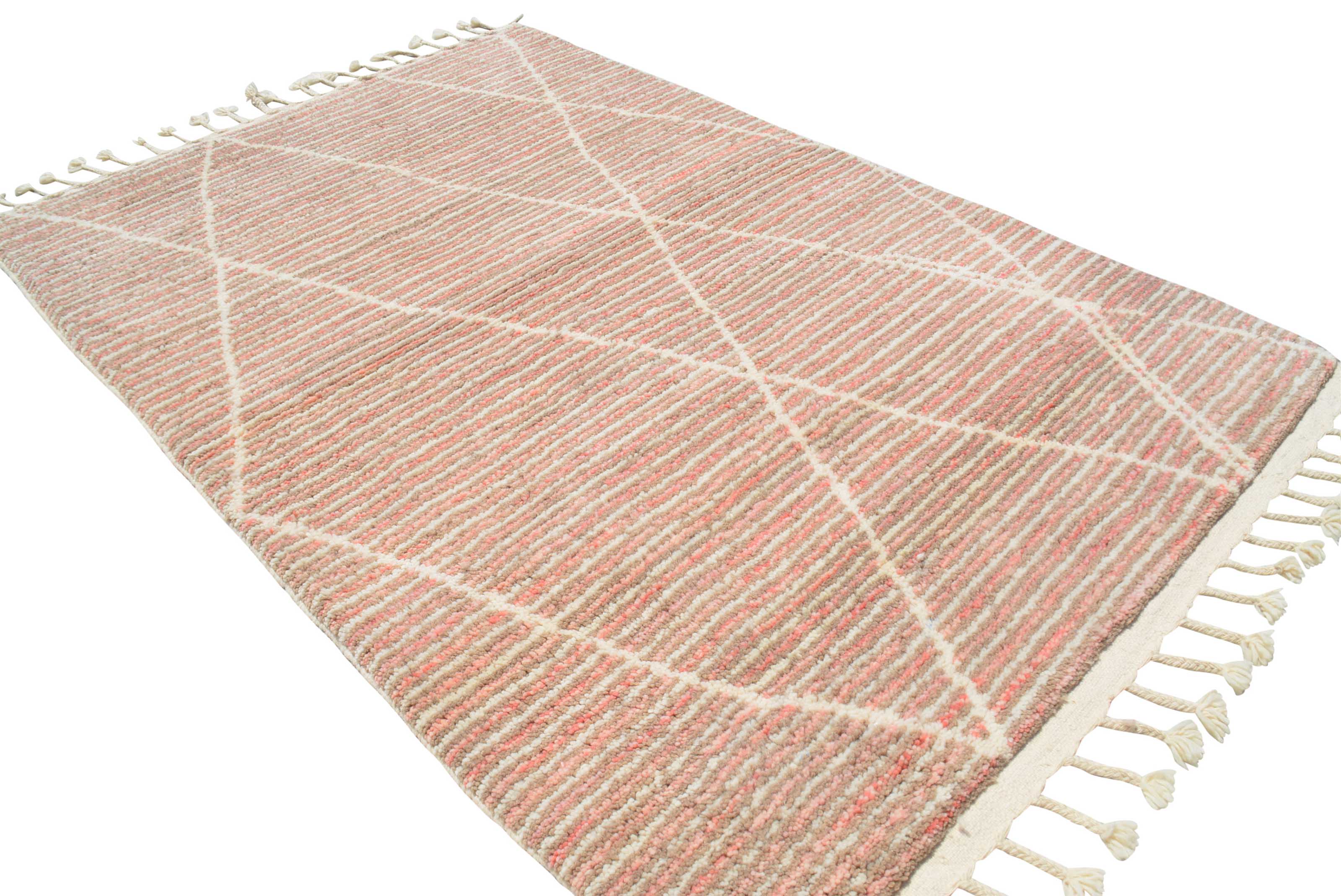 Handmade Pink Lines Moroccan rug