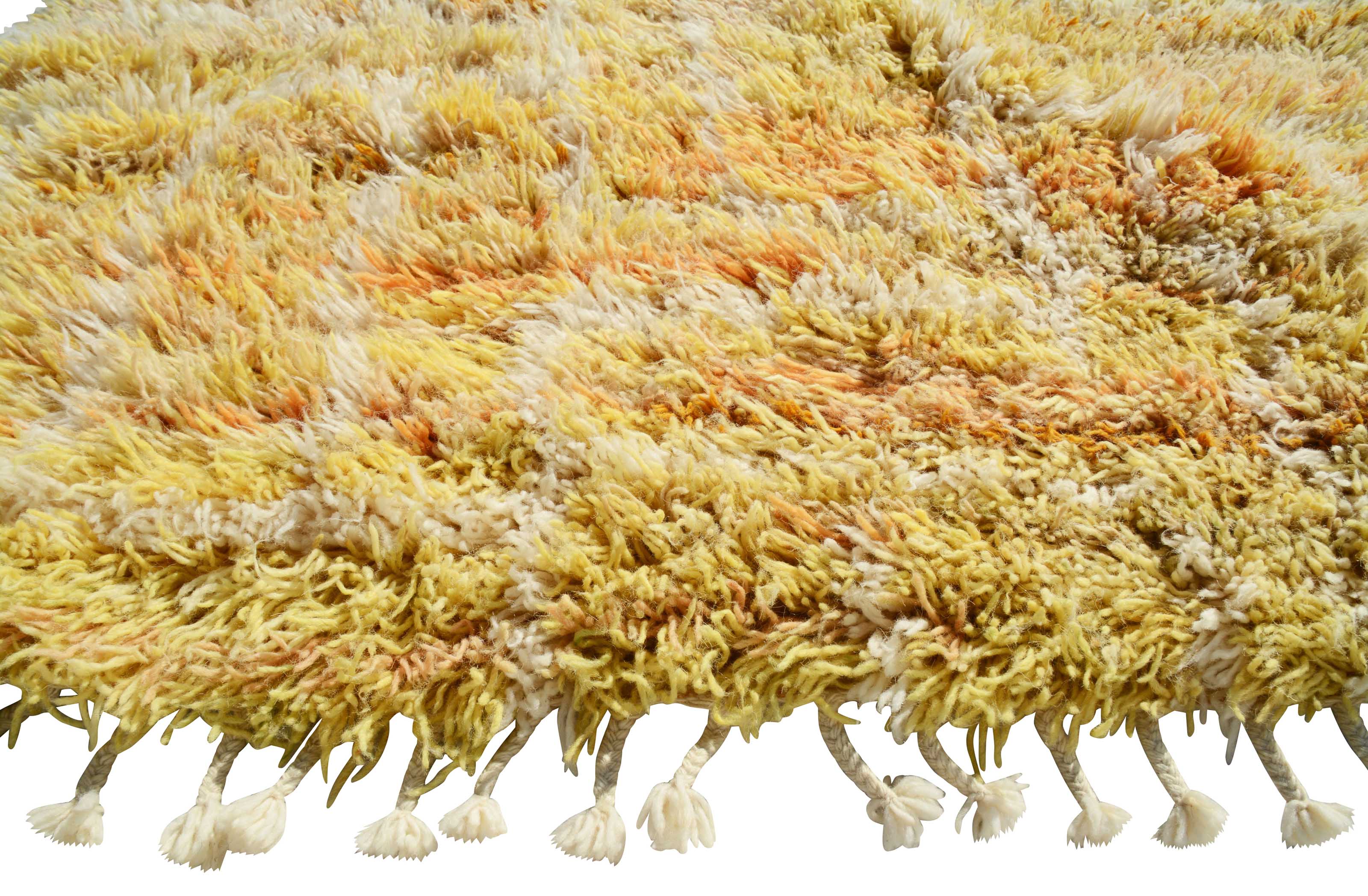 Handmade Yellow Shaggy Moroccan Rug | Multicolor Area Rug