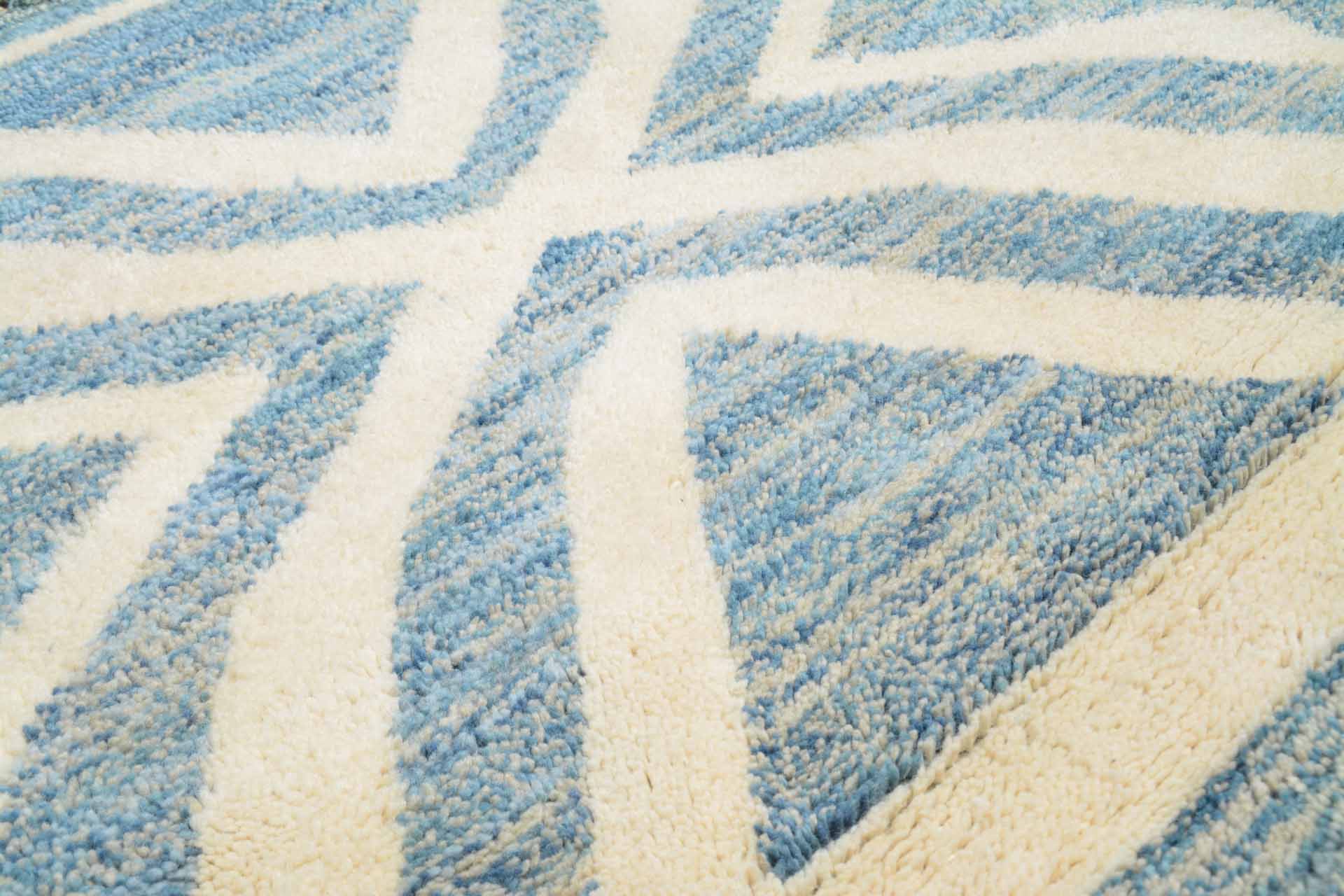 Illuminate Collective handmade Moroccan Rug Blue Kuba - 4' x 5'10 - 1.21m x 1.78m