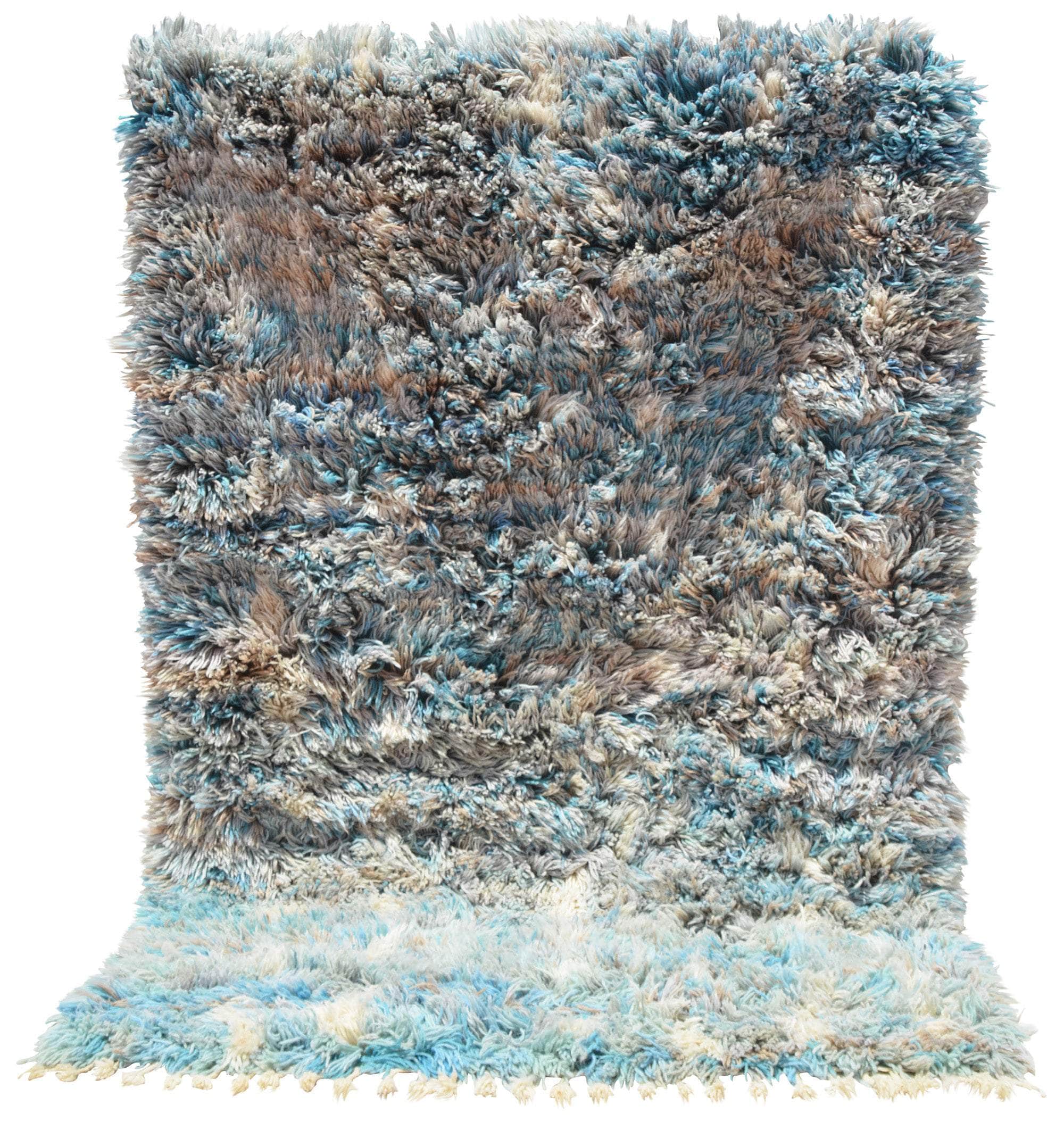 Moroccan Rug Baby blue Shaggy Rug - Blue and brown rugs Illuminate Collective