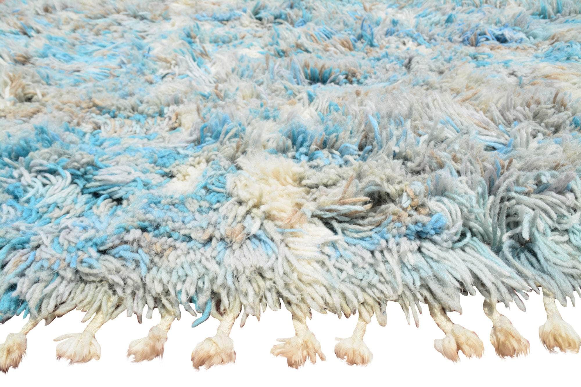 Moroccan Rug Baby blue Shaggy Rug - Blue and brown rugs Illuminate Collective