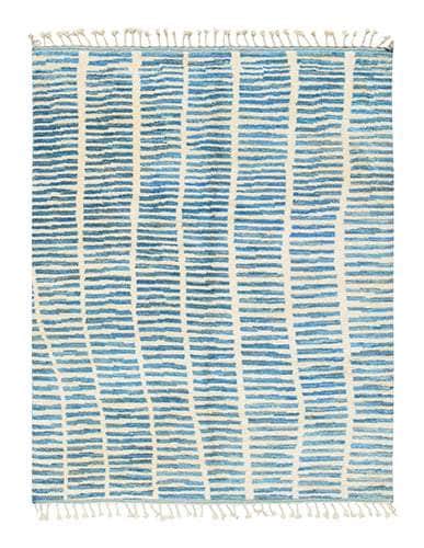 Moroccan Rug Blue lines Handmade Rug Illuminate Collective