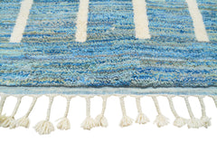 Moroccan Rug Blue white lines Handmade Rug Illuminate Collective