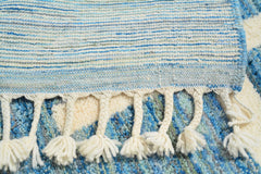 Moroccan Rug Blue white lines Handmade Rug Illuminate Collective