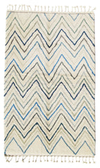Moroccan Rug Blue ZigZag Handmade Moroccan Rug | Navy Blue And Brown Area Rugs Illuminate Collective