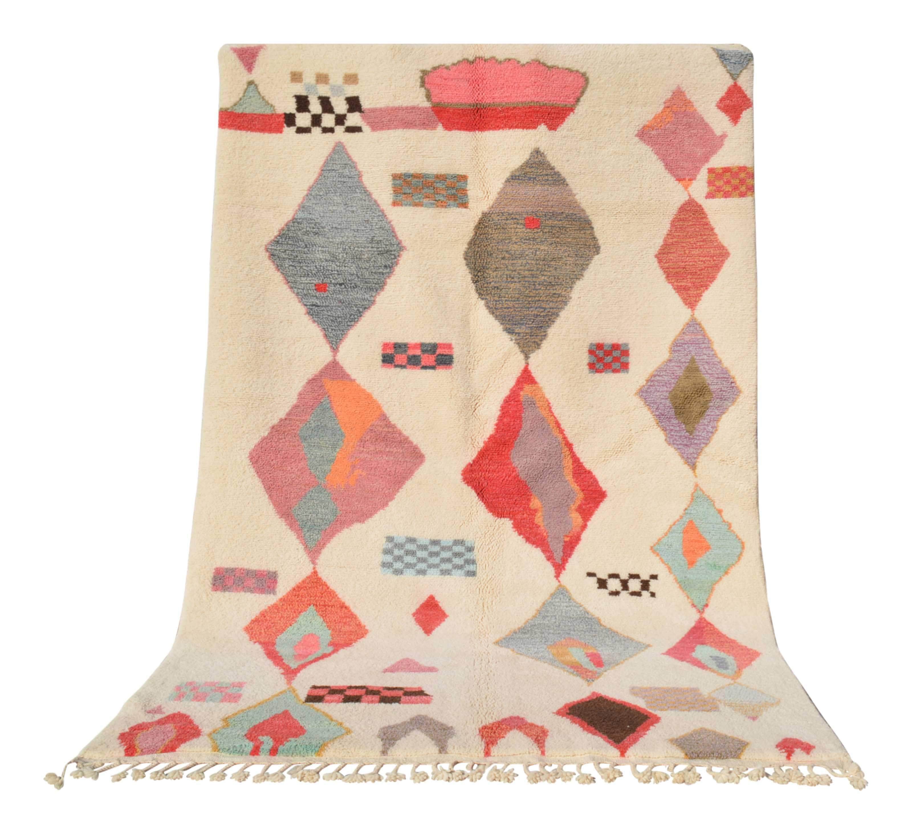 Moroccan Rug Chromatic Charm - Handmade Moroccan Rug with a Colorful New Design - Add a pop of color to your home Illuminate Collective
