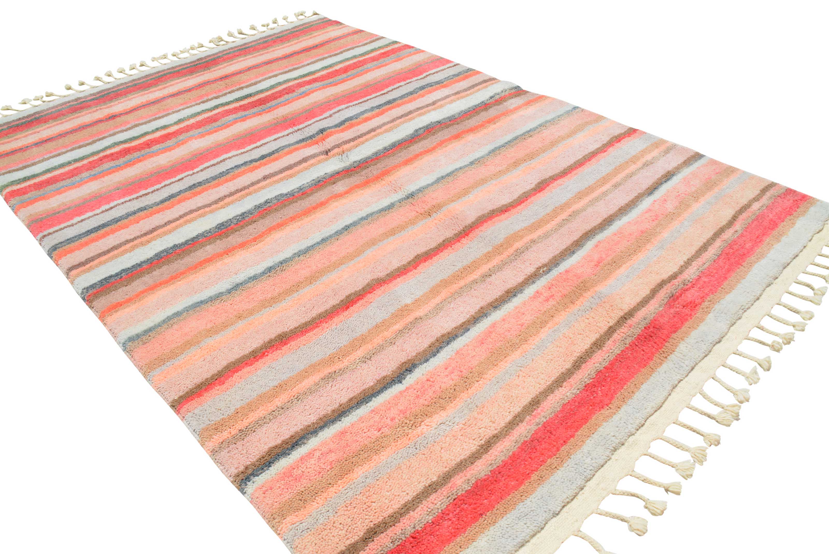 Moroccan Rug Multi color Lines Handmade Rug Illuminate Collective